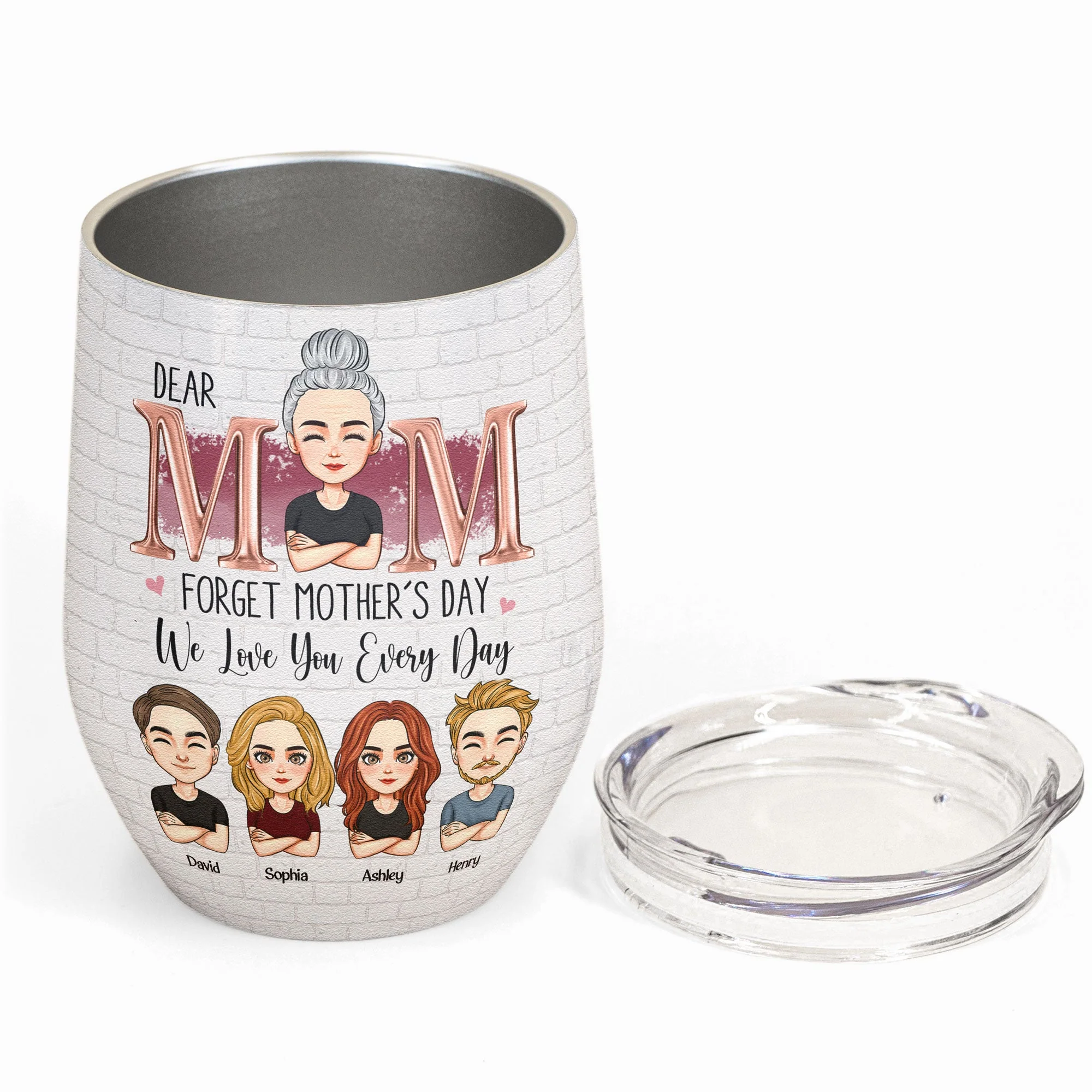 Love Mom Every Day - Personalized Wine Tumbler - Image 2