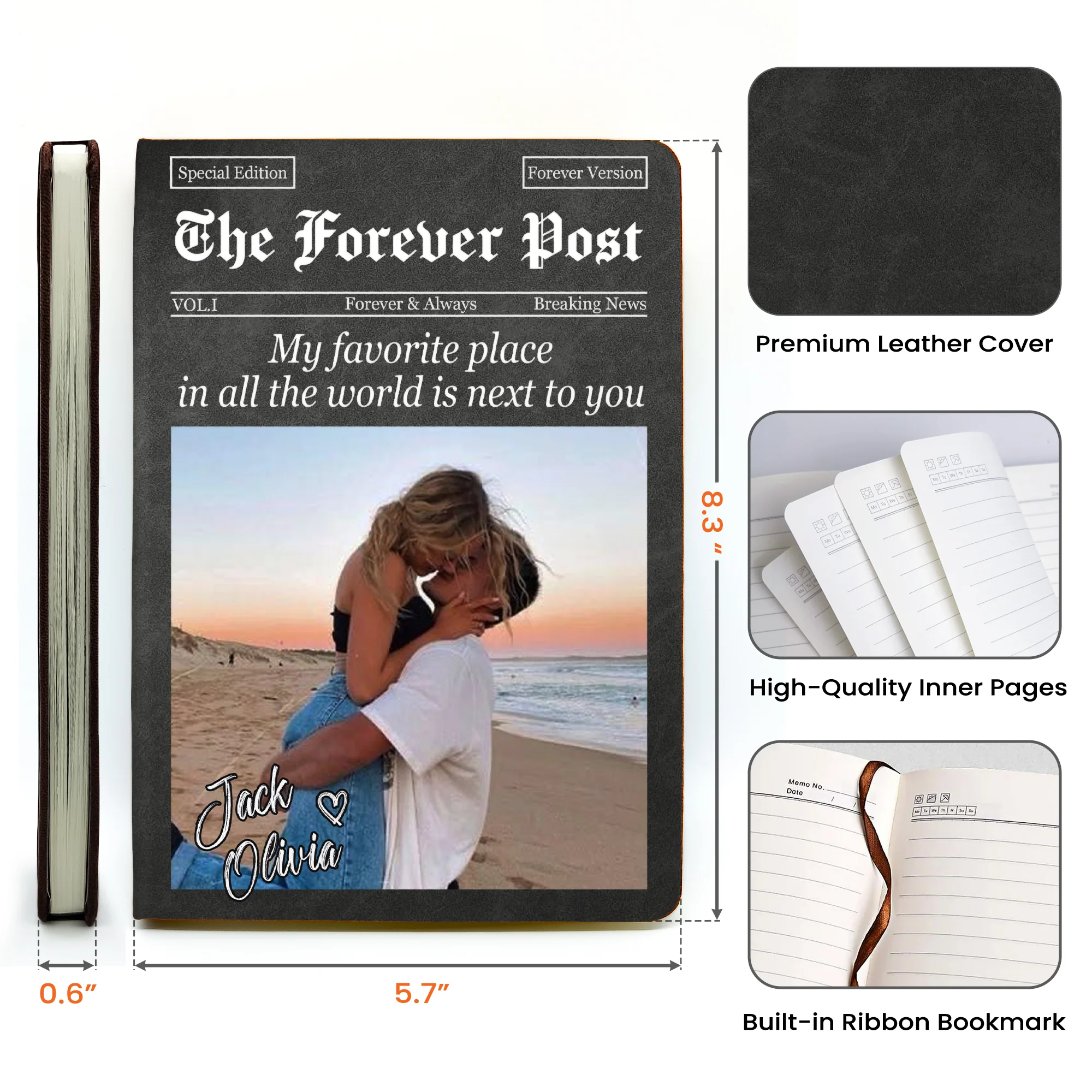 Love Newspaper - Custom Photo Couples - Our Story Book - Personalized Journal - Image 7