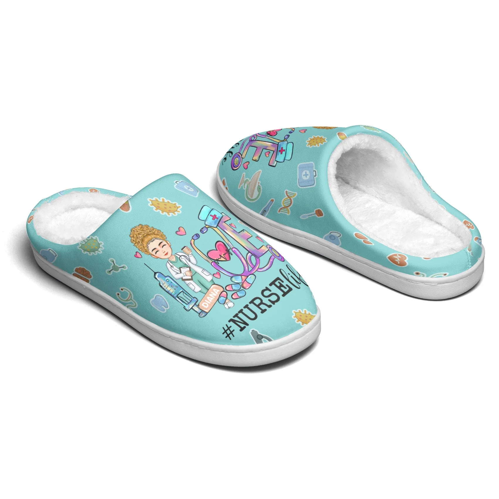 Love Nurse Life - Personalized Slippers - Image 2