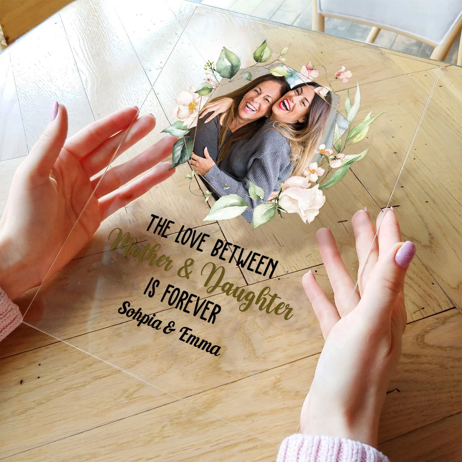Love Of Mother & Daughter Is Forvever - Personalized Acrylic Plaque - Gift From Daughters, Girls For Mothers, Moms, Grandma - Image 3