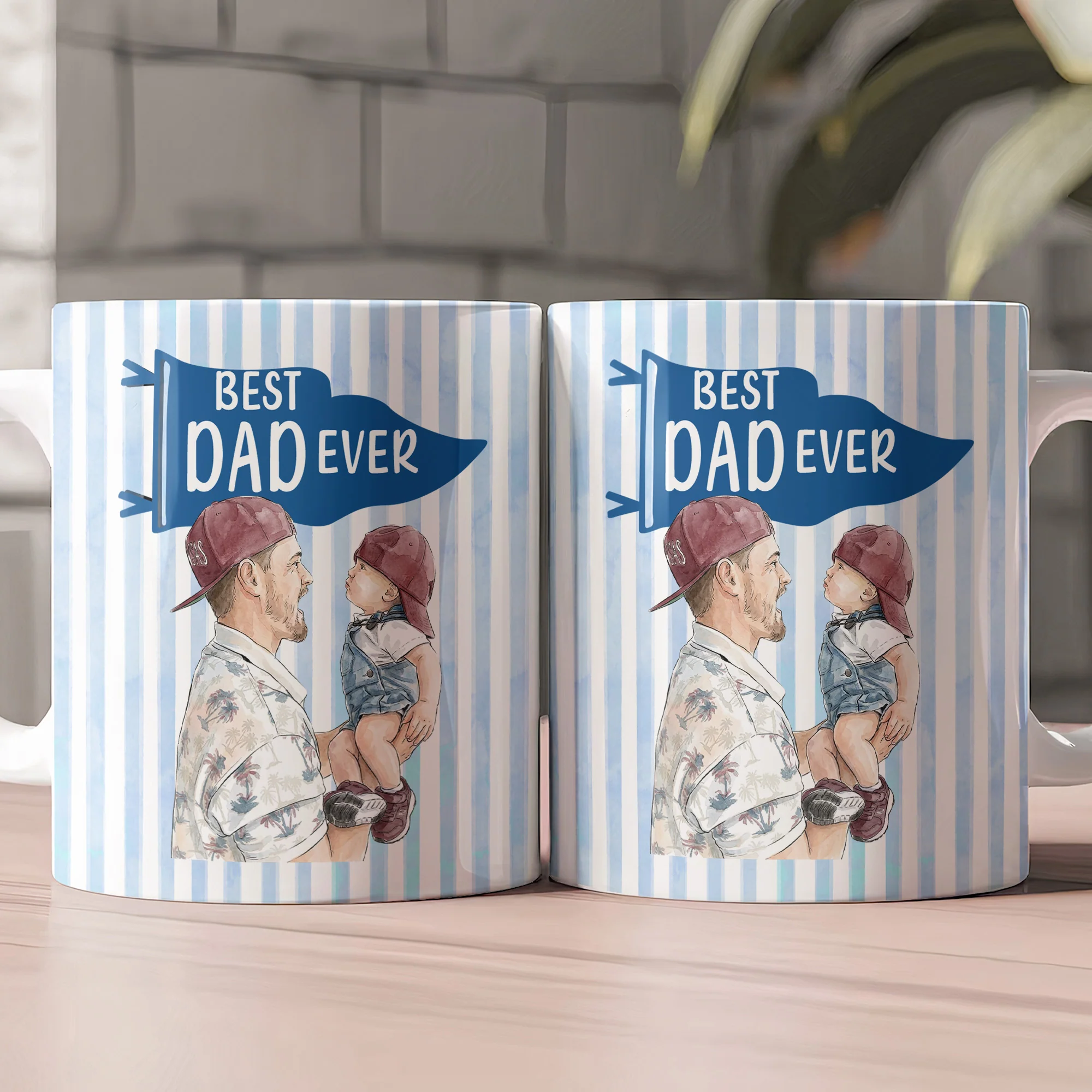 Love You Dad Pennant Flag Design Watercolor Art Father's Day Gift For Dad, New Dad - Personalized Mug - Image 4