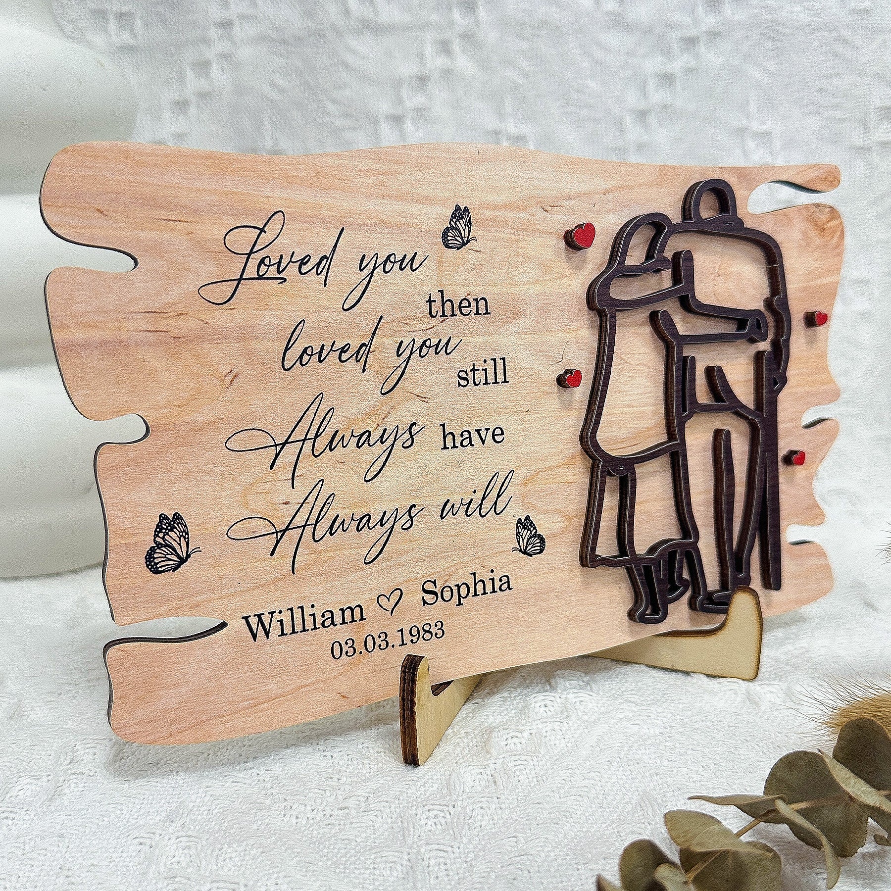 Love You Then Love You Still Always Have Always Will - Personalized Wooden Plaque - Image 3