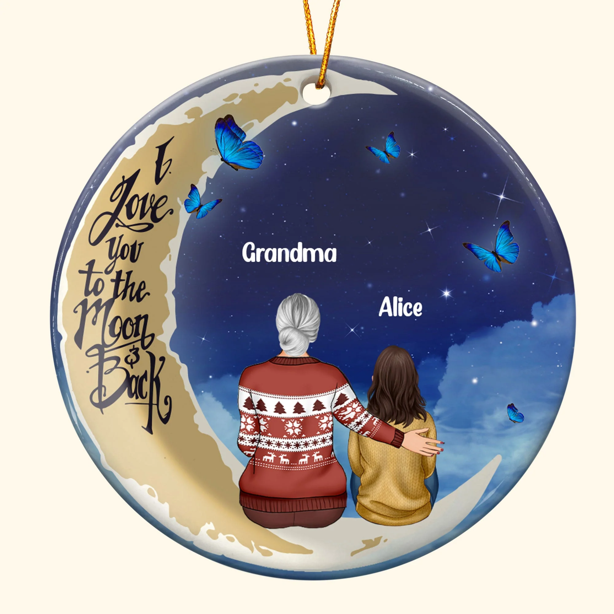 Love You To Moon & Back - Personalized Ceramic Ornament