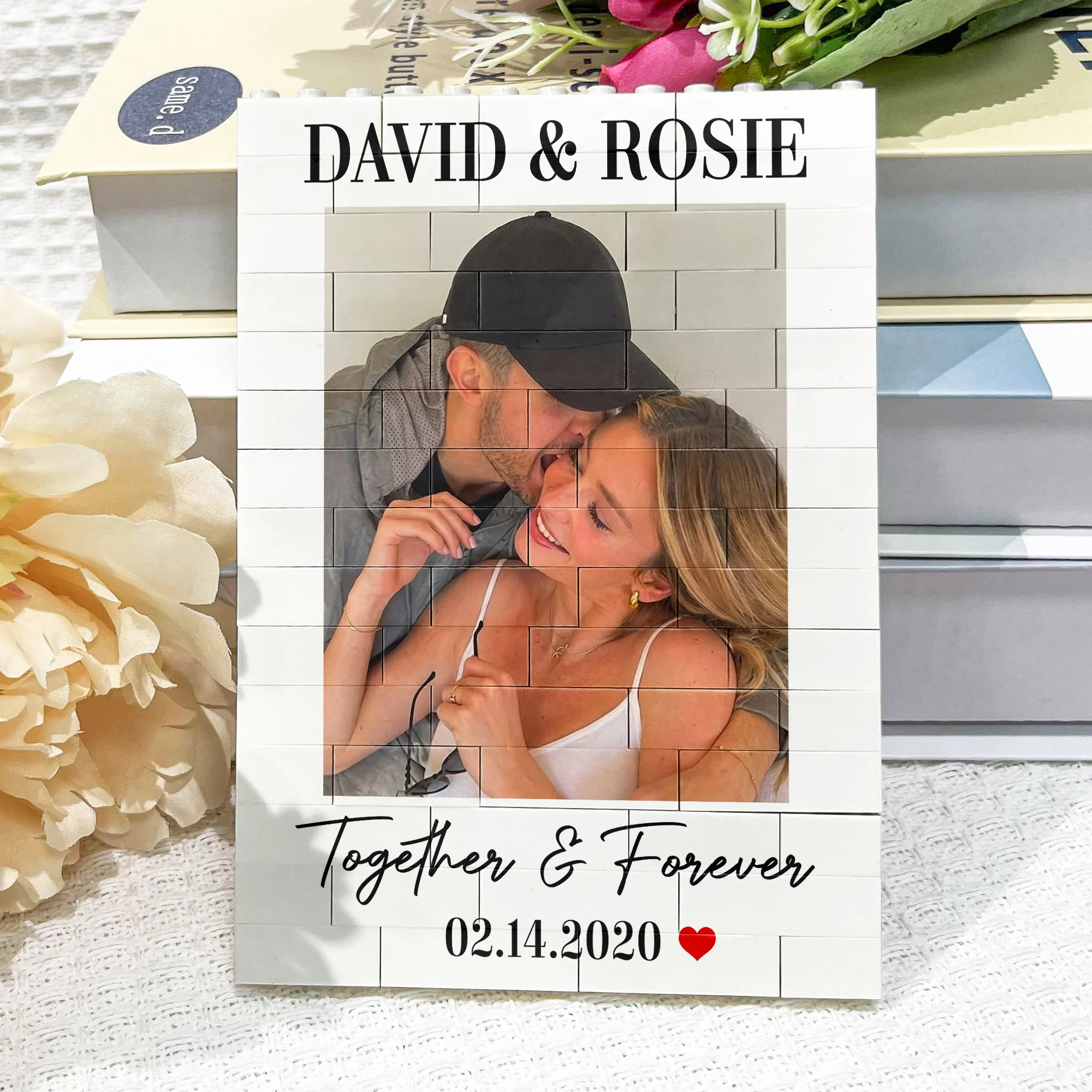 Love You To Pieces Custom Photo Anniversary Gifts For Him, Her - Personalized Building Blocks - Image 6