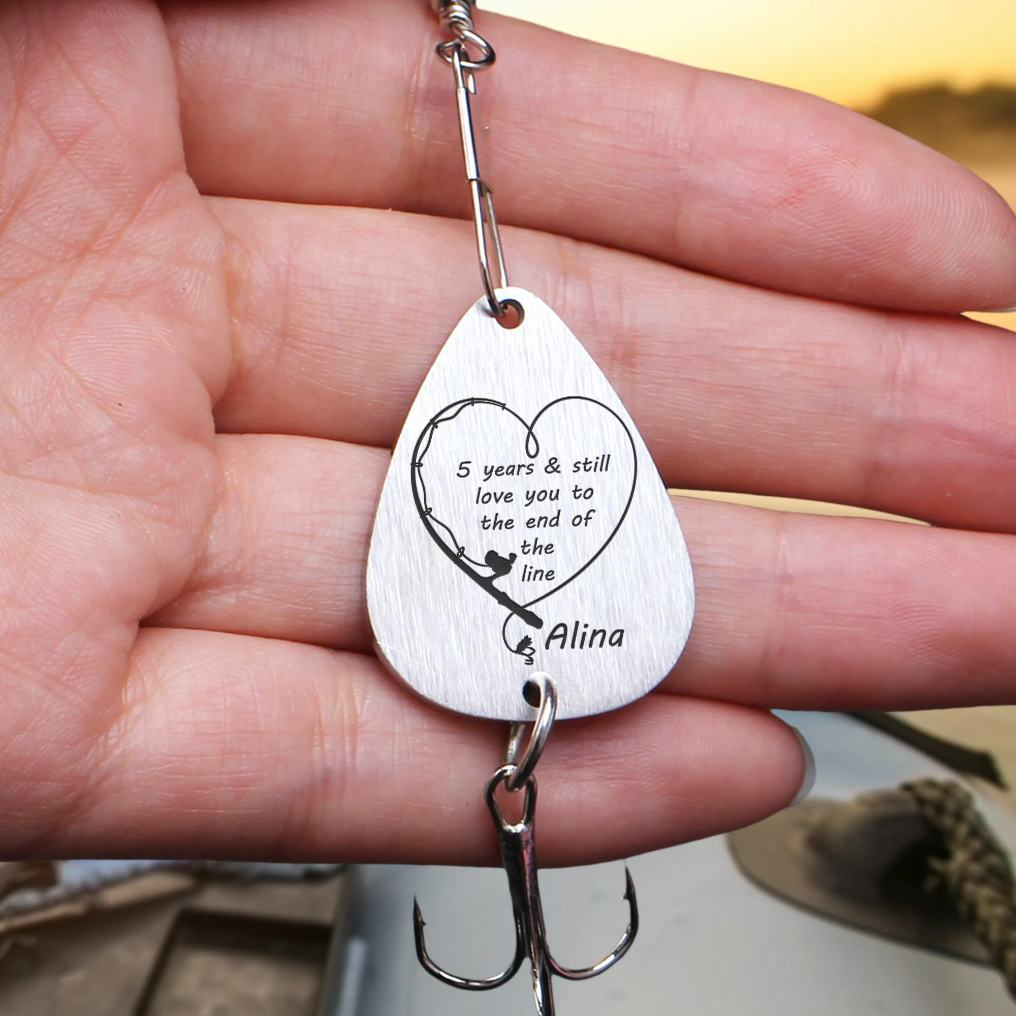 Love You To The End Of The Line - Personalized Fishing Lure Keychain - Image 3