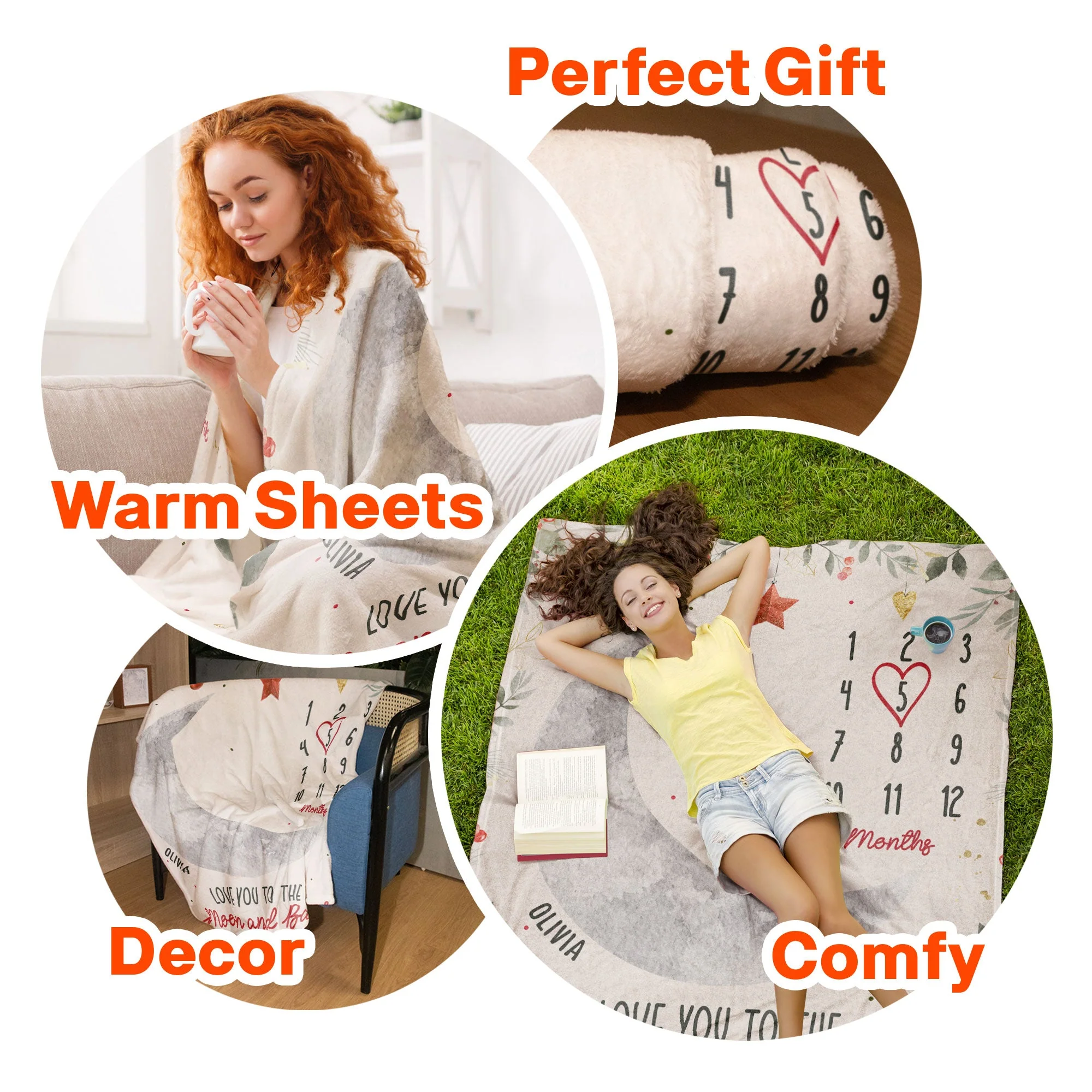 Love You To The Moon And Back Christmas Pattern - Personalized Baby Blanket - Image 5