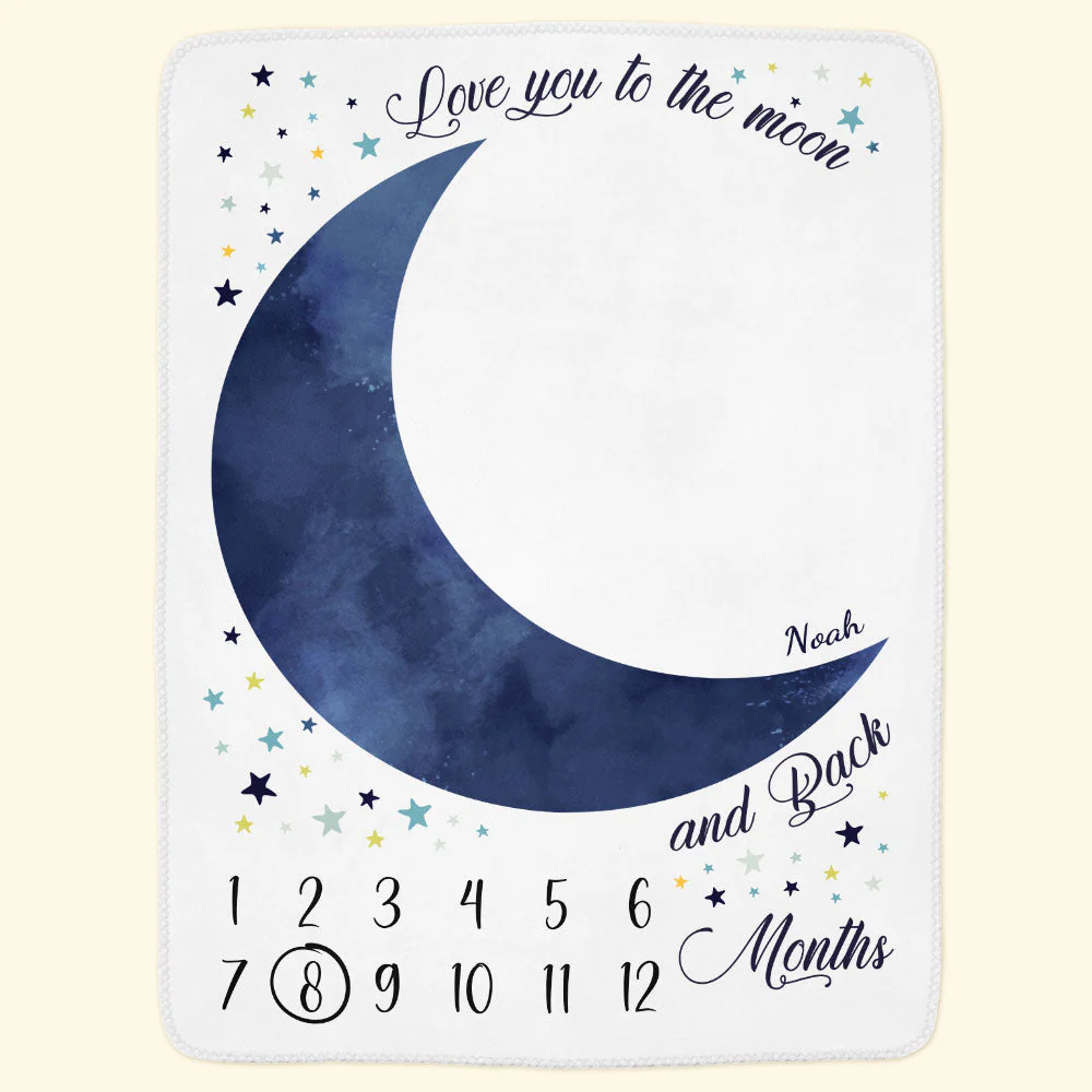 Love You To The Moon And Back - Personalized Baby Blanket - Image 3