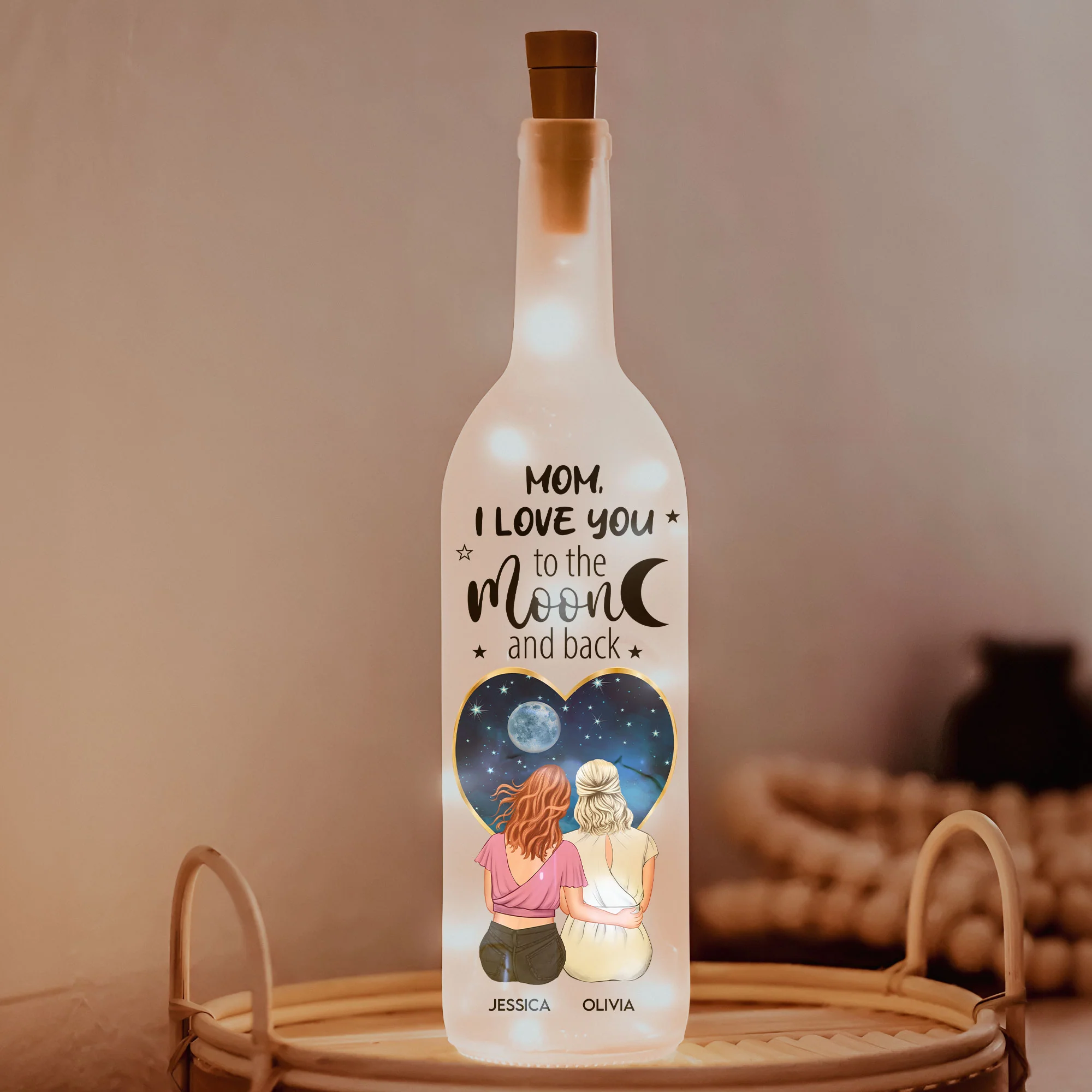 Love You To The Moon And Back - Personalized Bottle Lamp - Image 3