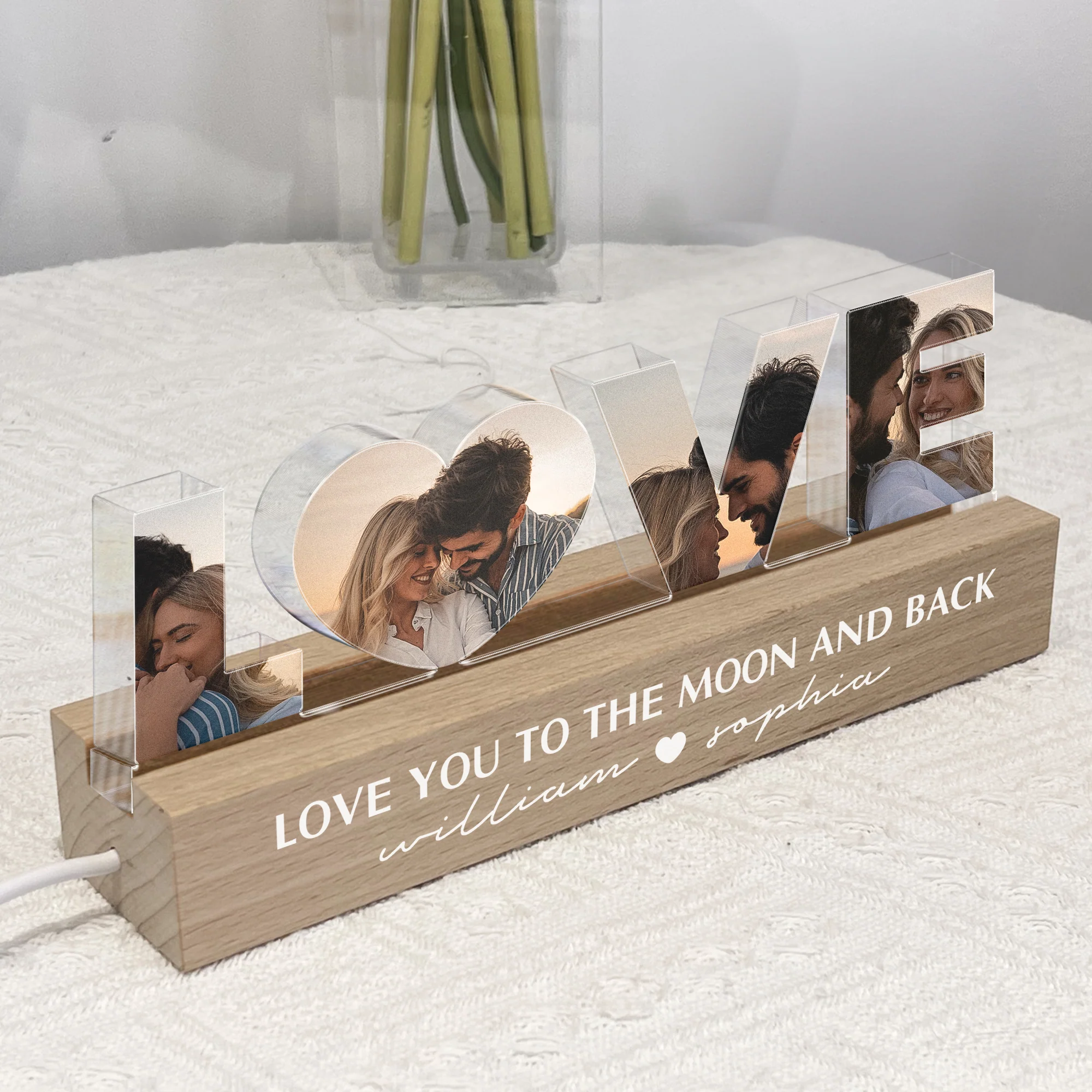 Love You To The Moon And Back - Personalized Photo LED Night Light - Image 2