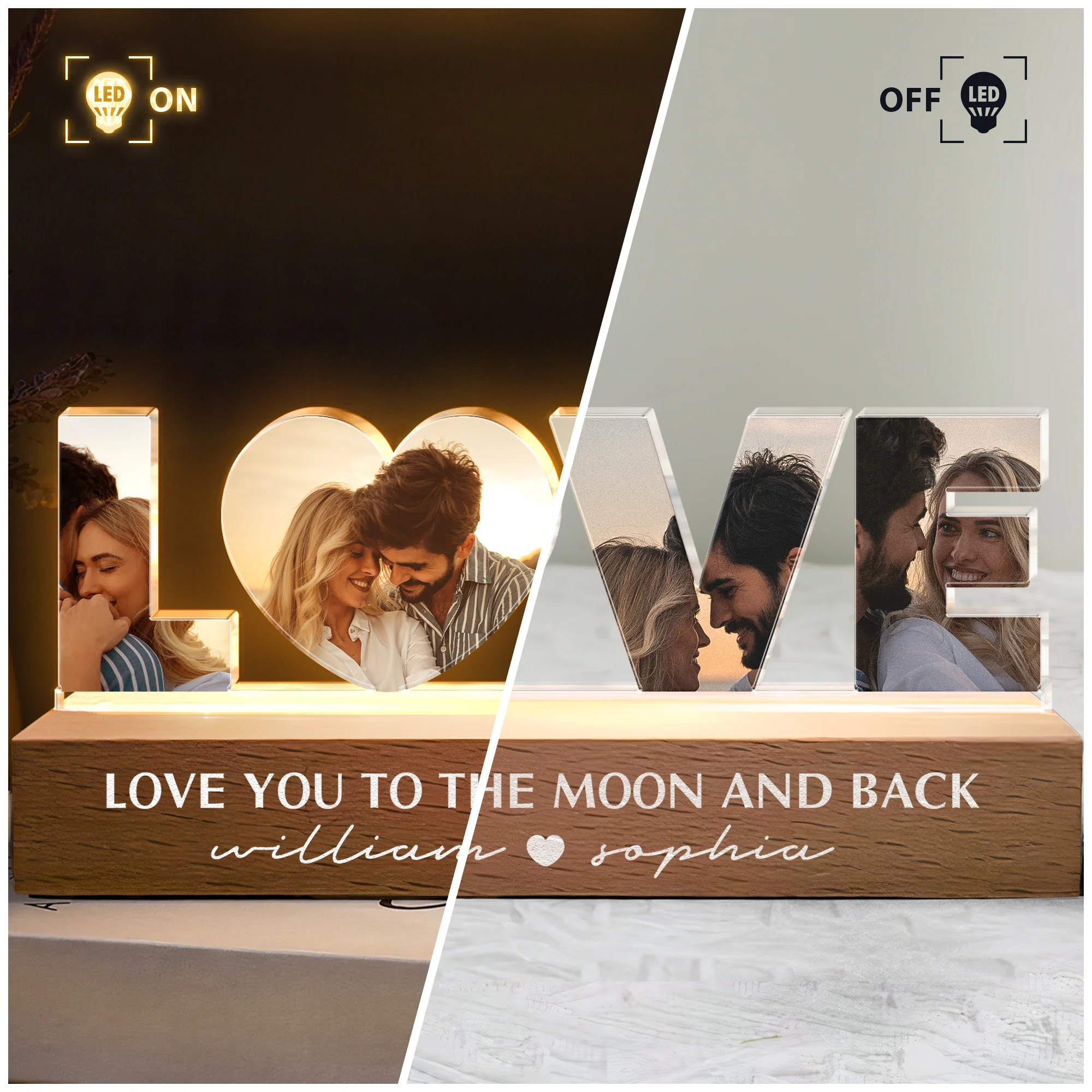 Love You To The Moon And Back - Personalized Photo LED Night Light - Image 4
