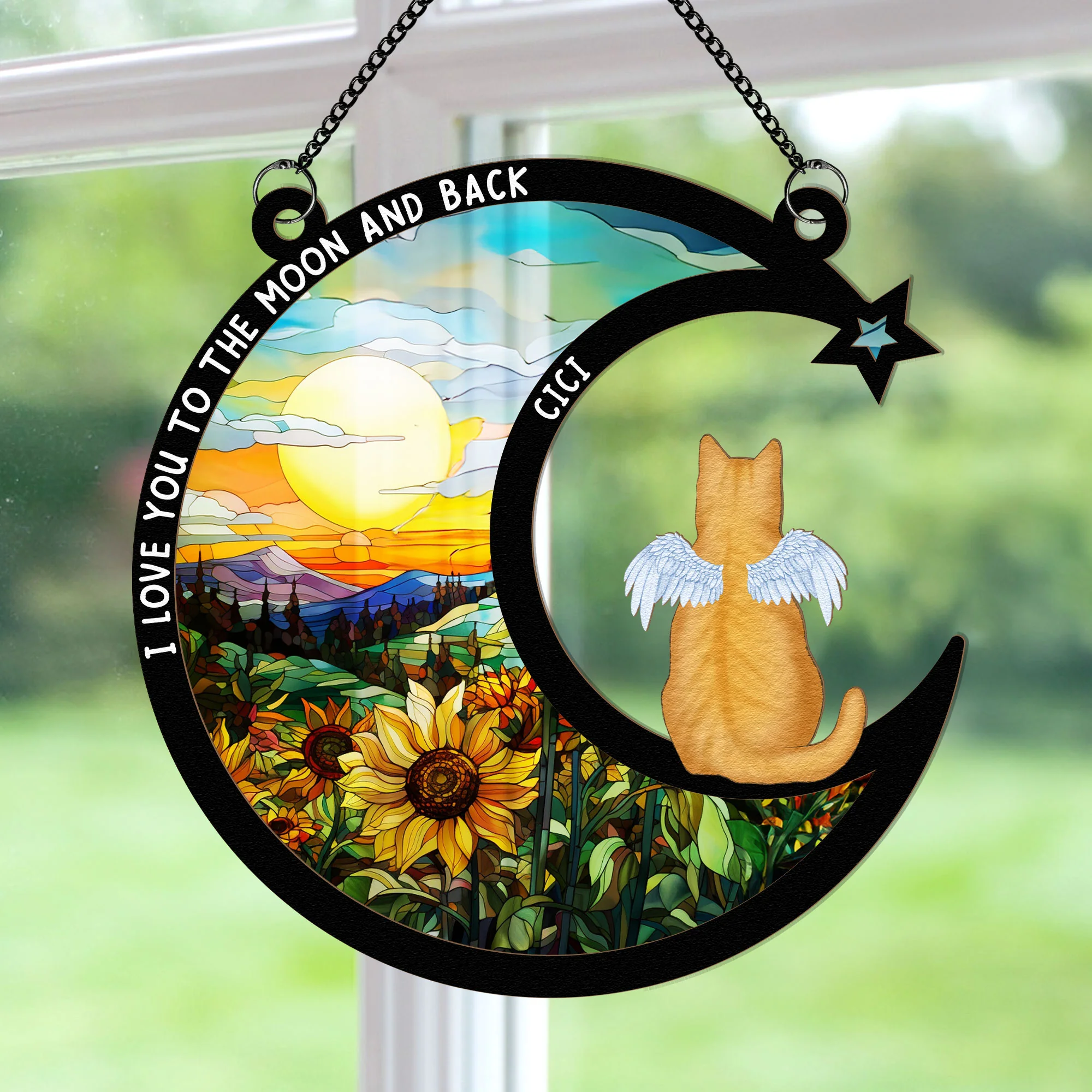 Love You To The Moon & Back - Personalized Window Hanging Suncatcher Ornament - Image 4