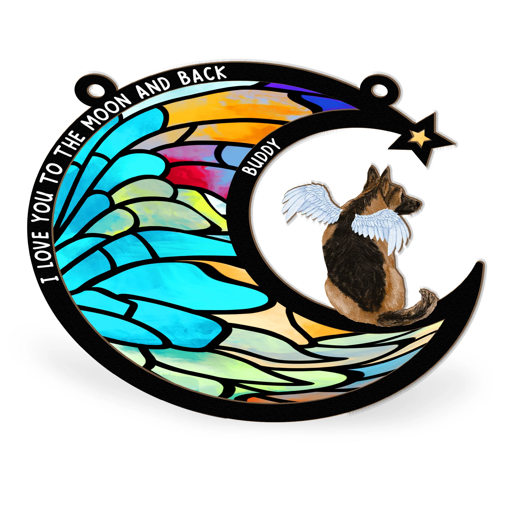 Love You To The Moon & Back - Personalized Window Hanging Suncatcher Ornament - Image 5