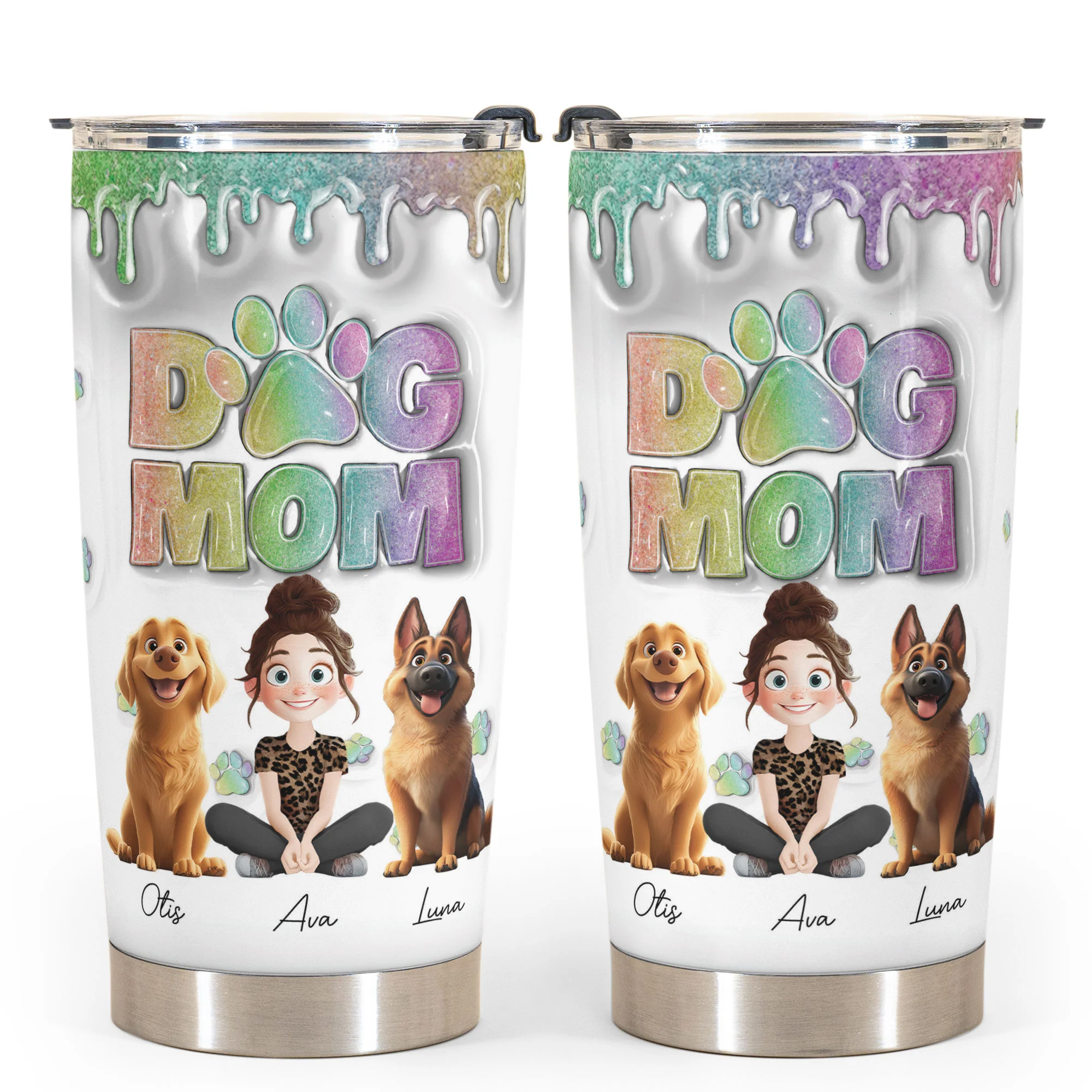 Lovely Dog Mom New Cartoon Dog - Personalized Tumbler Cup - Image 3