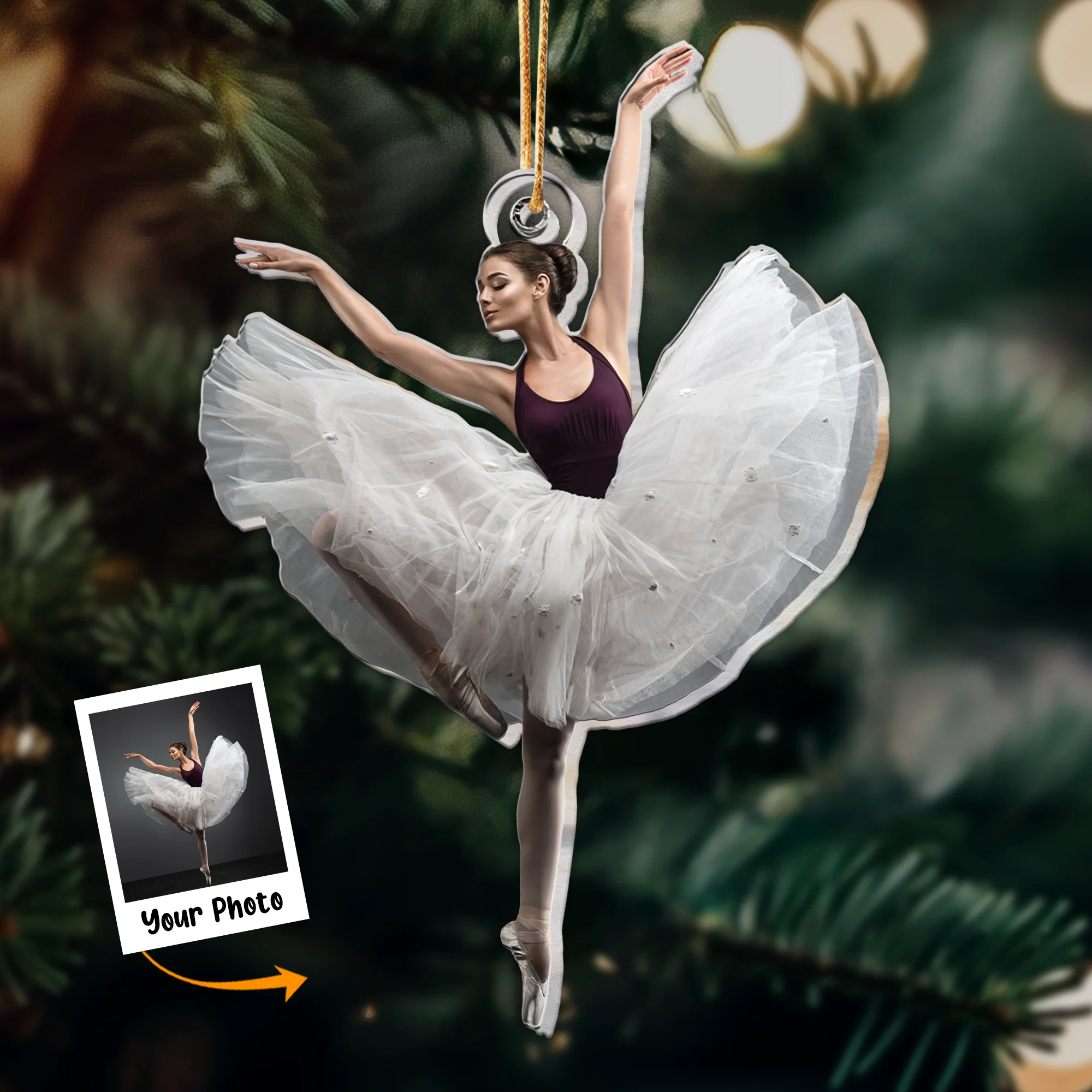 Lovely Little Ballerina Dancing Ballet - Personalized Acrylic Photo Ornament - Image 4