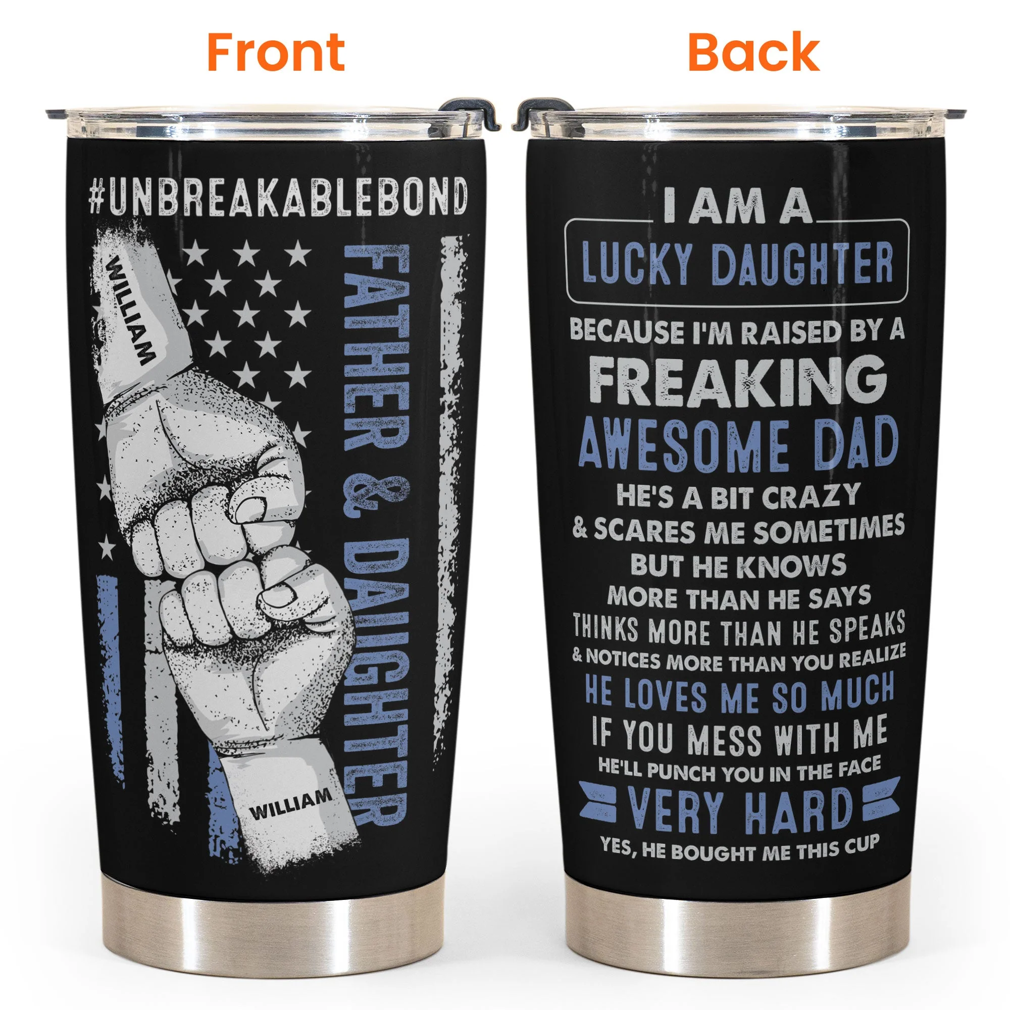 Lucky Daughter Of An Awesome Dad - Personalized Tumbler Cup - Christmas, Birthday Gift For Daughter - Image 8