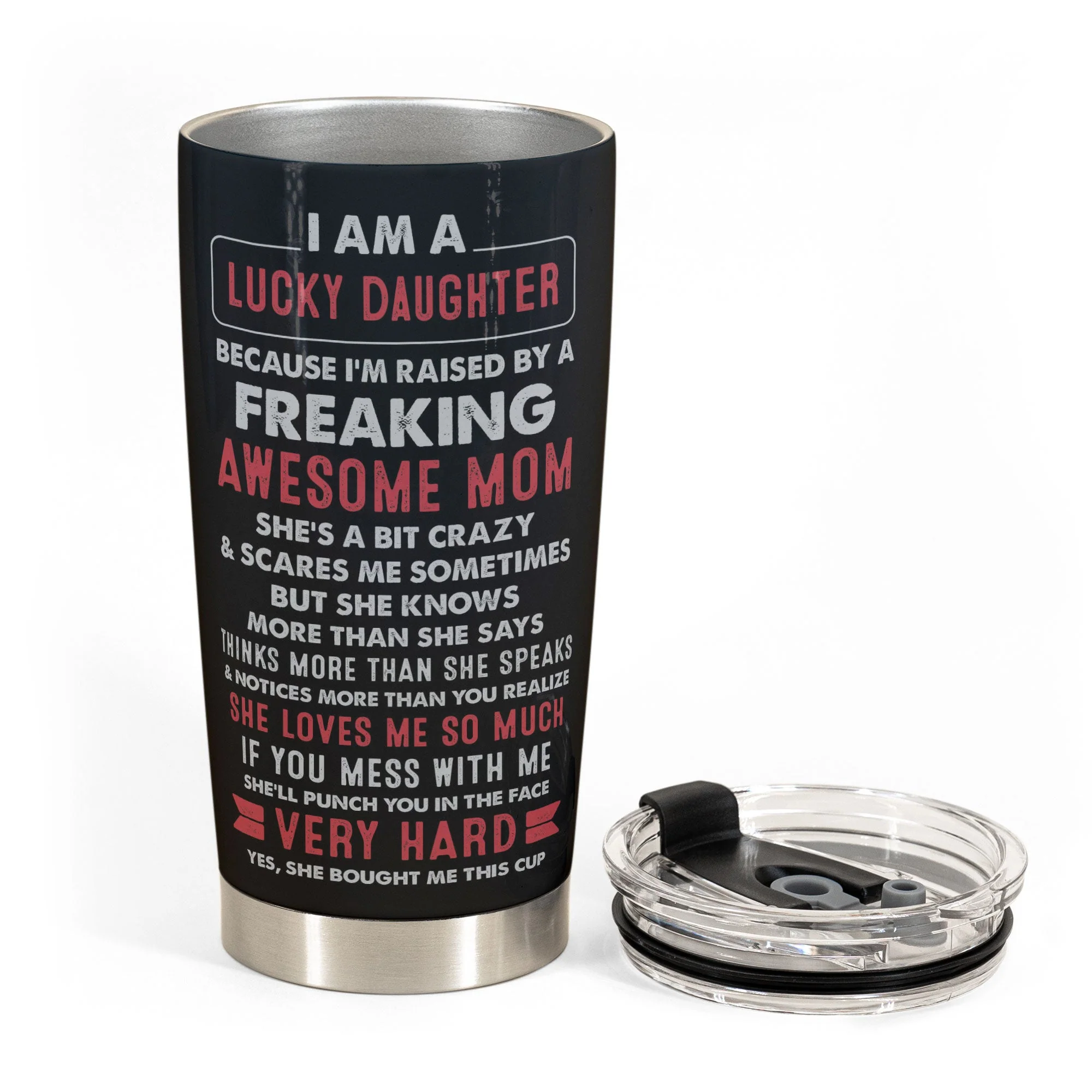 Lucky Daughter Of An Awesome Mom - Personalized Tumbler Cup - Birthday Gift For Daughter - Image 5