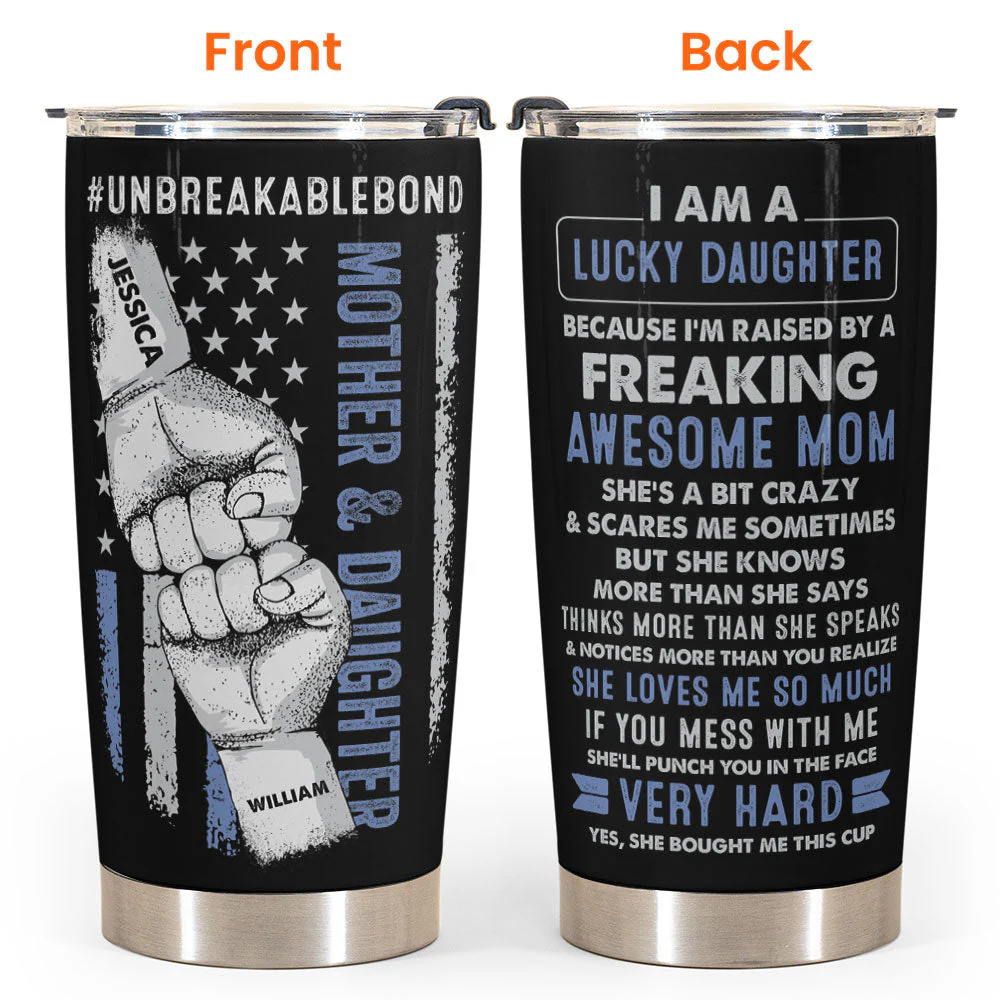 Lucky Daughter Of An Awesome Mom - Personalized Tumbler Cup - Birthday Gift For Daughter - Image 8