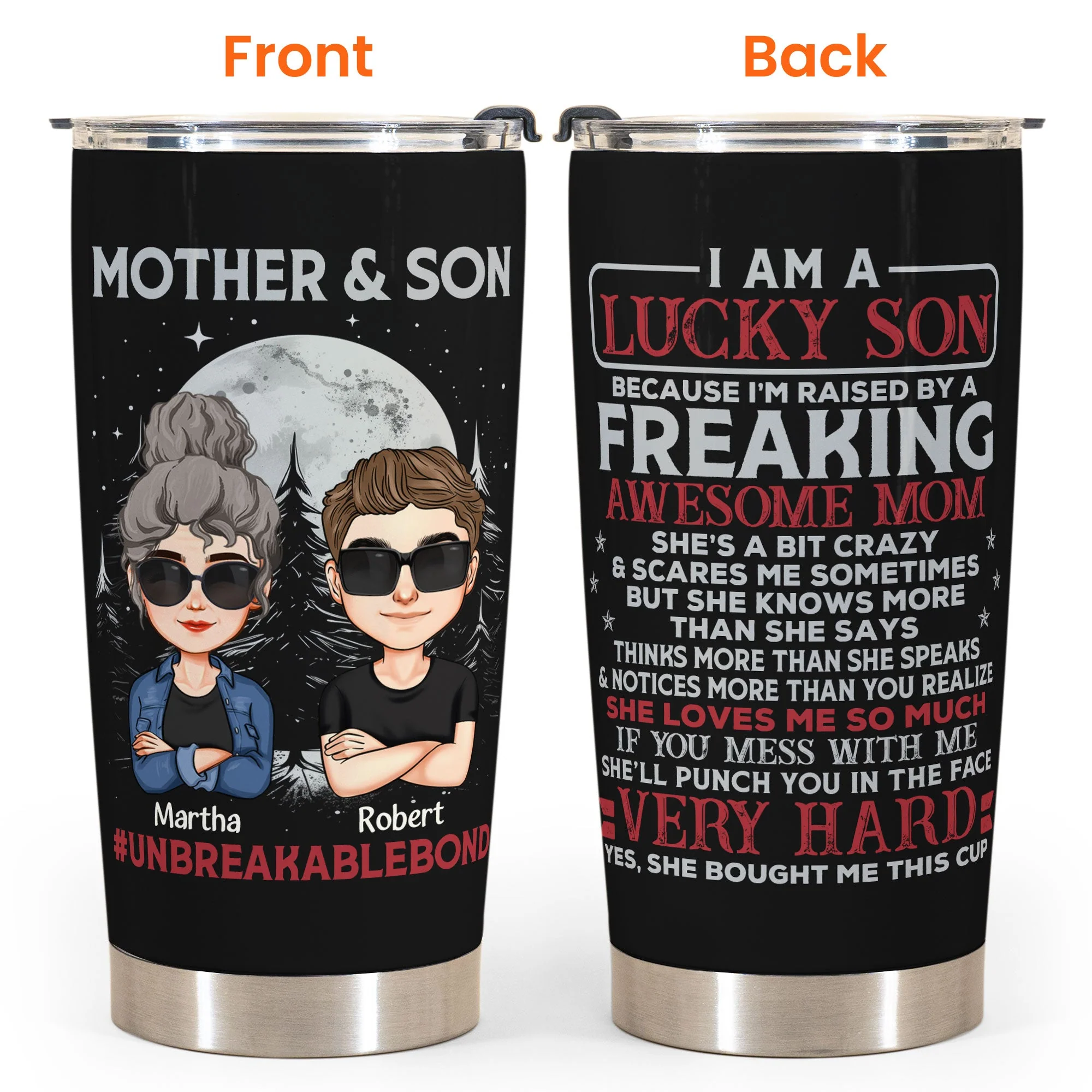 Lucky Son Of An Awesome Mom - Personalized Tumbler Cup - Image 6