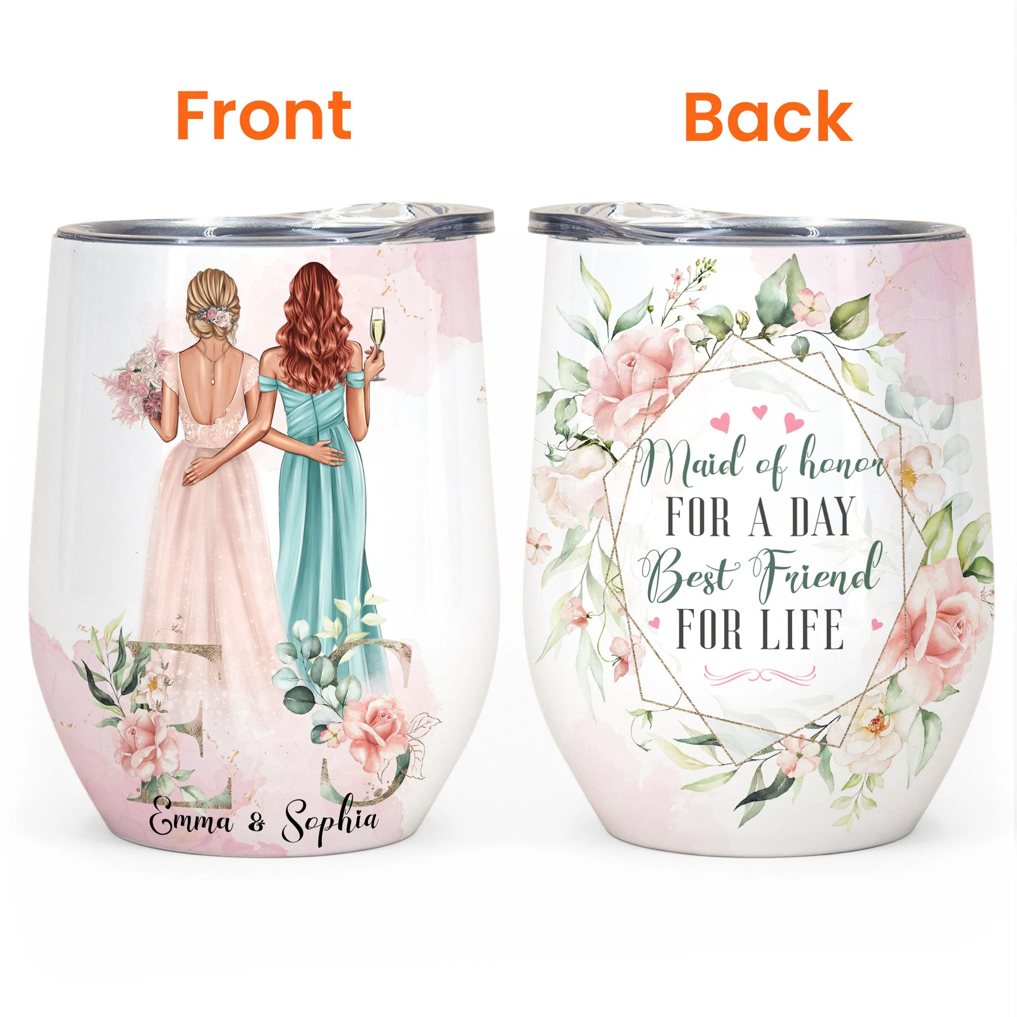 Maid Of Honor For A Day - Personalized Wine Tumbler - Image 3