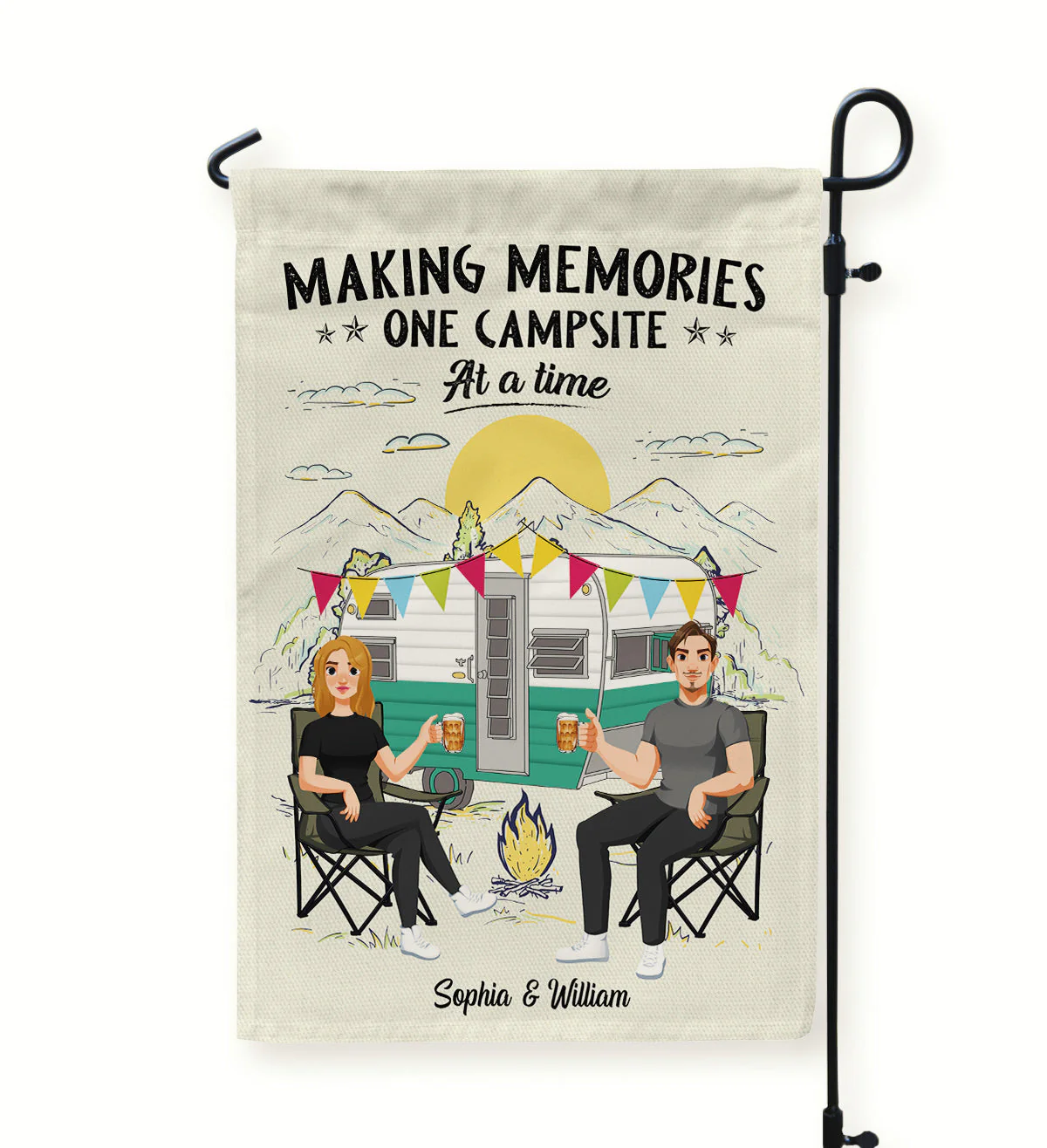 Making Memories One Campsite At A Time - Personalized Garden Flag - Image 3
