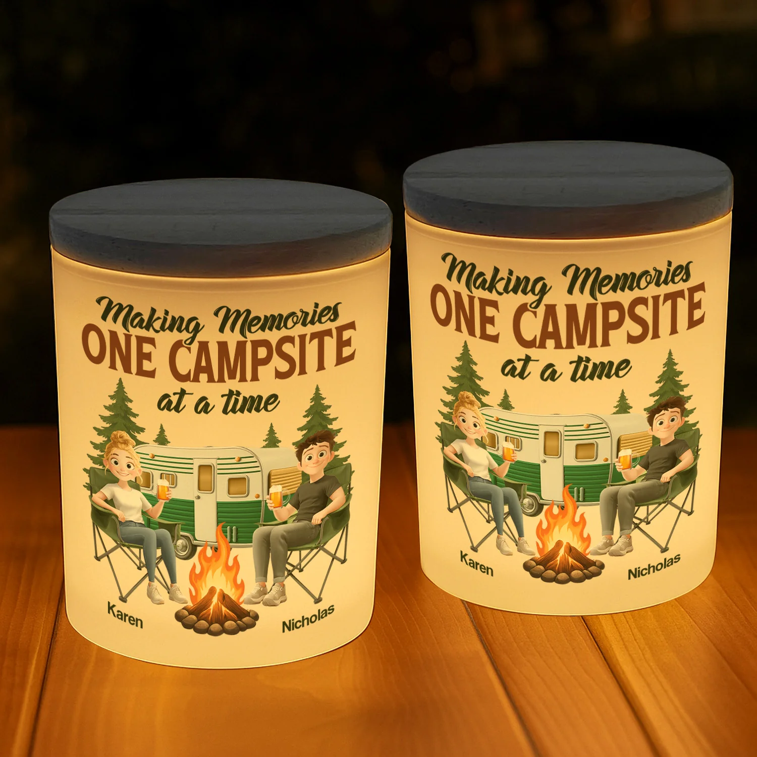 Making Memories One Campsite At A Time - Personalized LED Tea Light Holder - Image 2