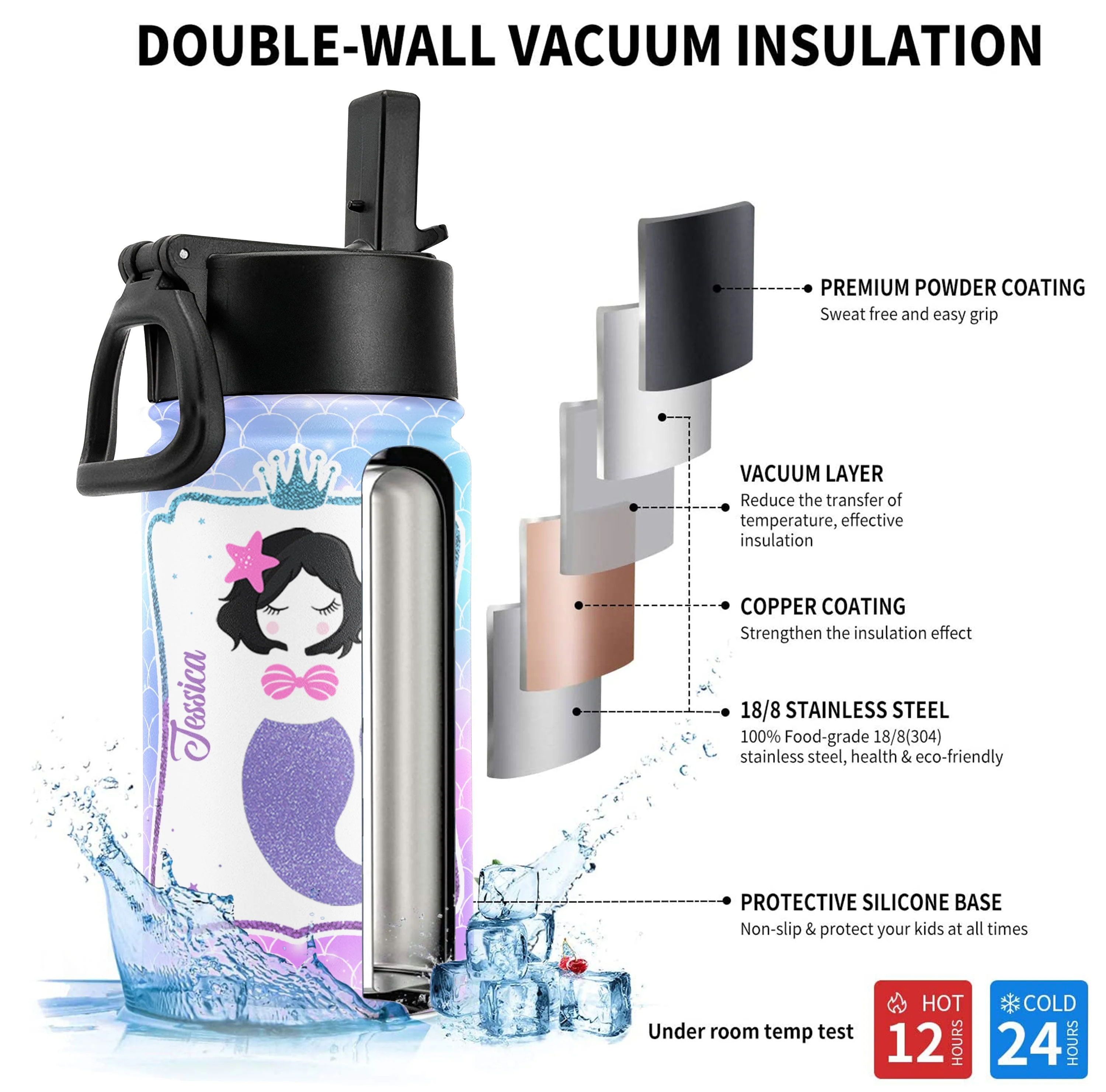 Making Waves In School - Personalized Kids Water Bottle With Straw Lid - Image 4