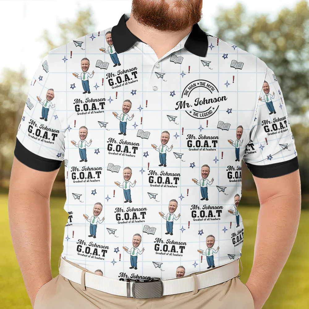 Male Teacher Custom Gift Greatest Of All Teachers - Personalized Photo Polo Shirt - Image 2