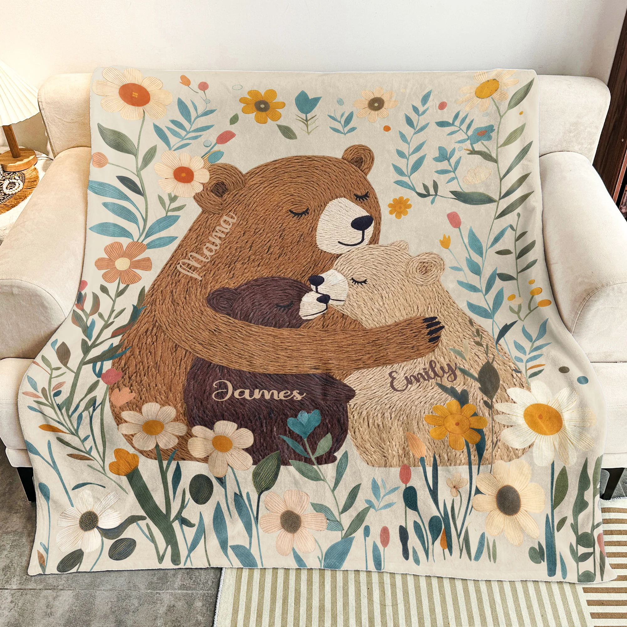 Mama Bear Mother's Day Gift For Mom, Wife, Daughter - Personalized Blanket - Image 3