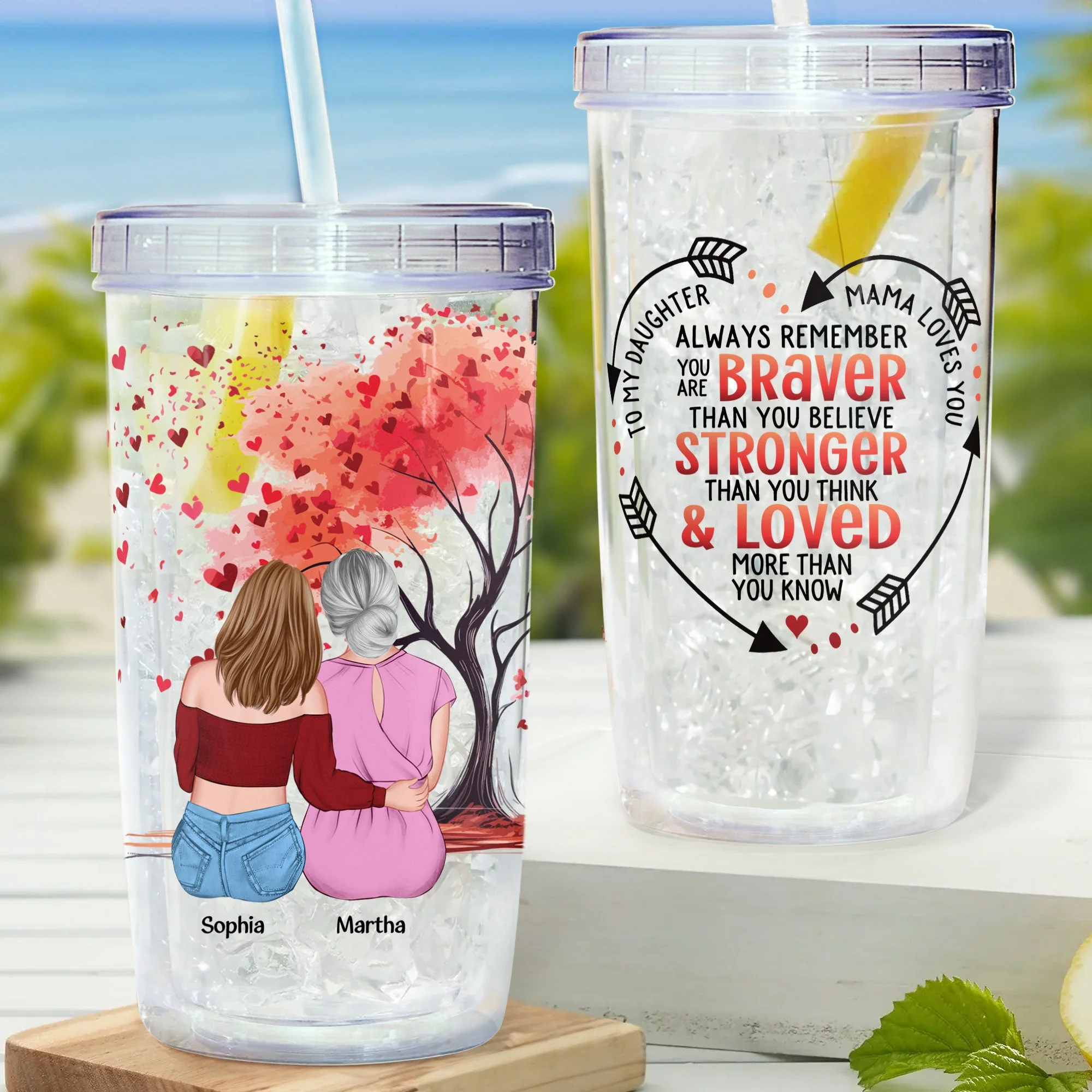 Mama Loves You - Personalized Acrylic Tumbler With Straw - Image 2