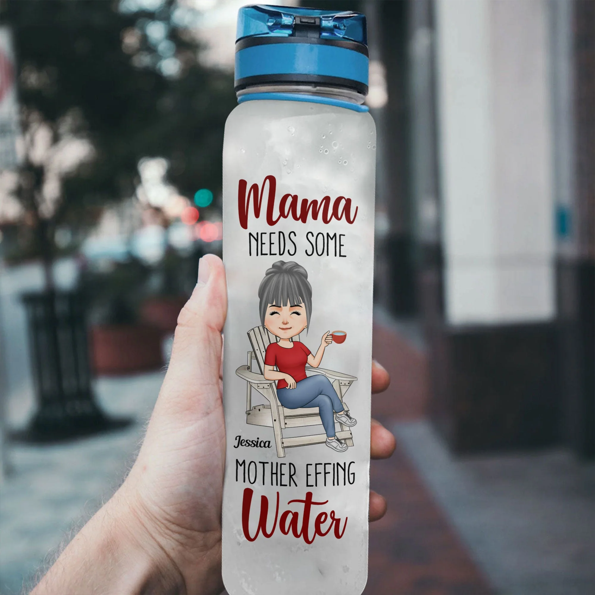 Mama Needs Some Mother Effing Water - Personalized Water Tracker Bottle - Birthday, Funny , Mother's Day Gift For Mom, Grandma, Nana, Gigi - Image 3