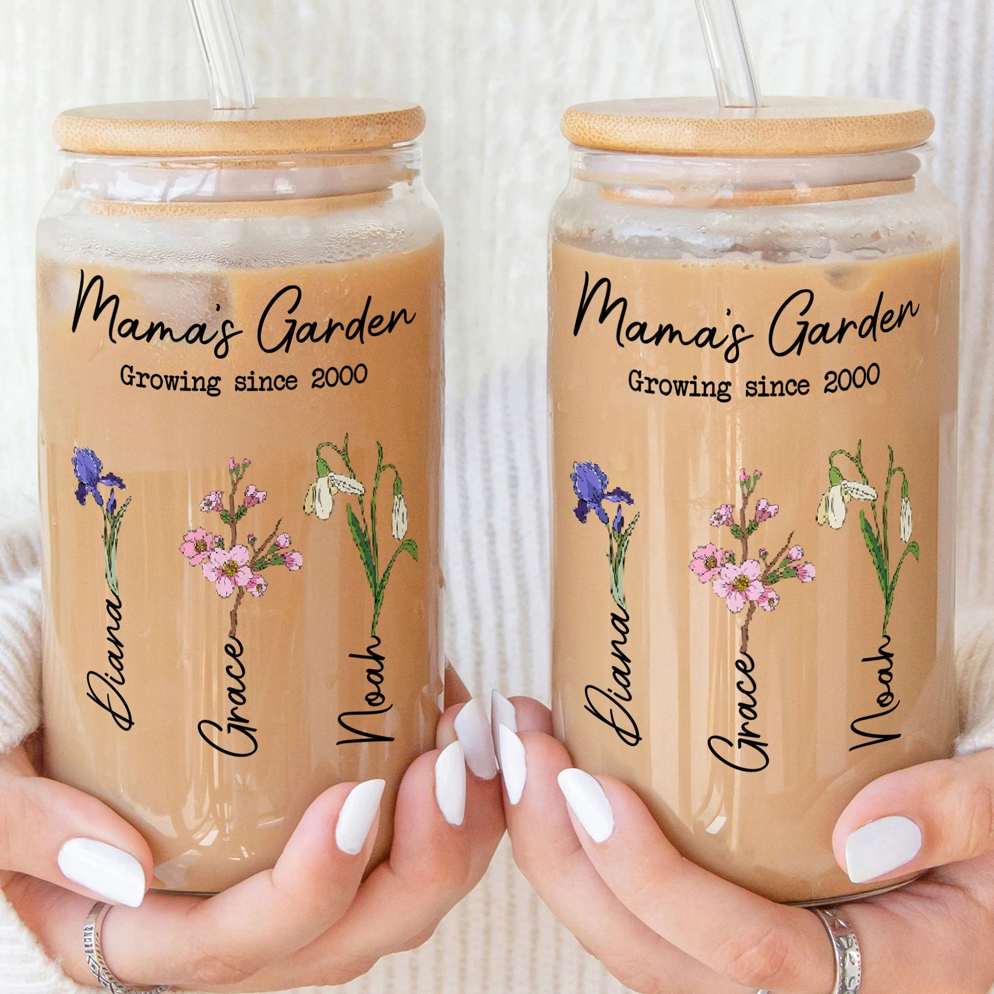 Mama's Garden - Personalized Clear Glass Cup - Image 3