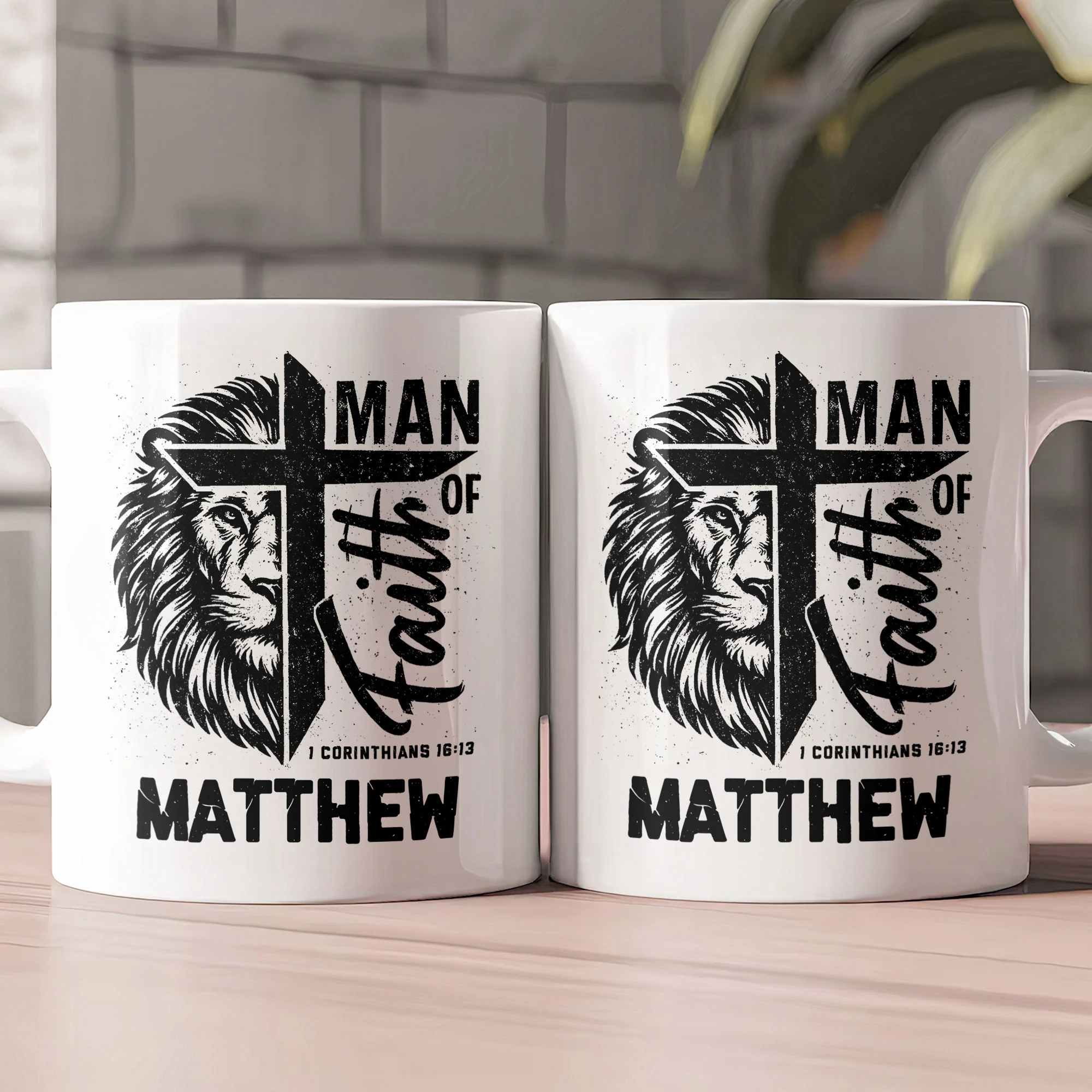 Man Of Faith Christian Bible Verse - Personalized Mug - Image 2