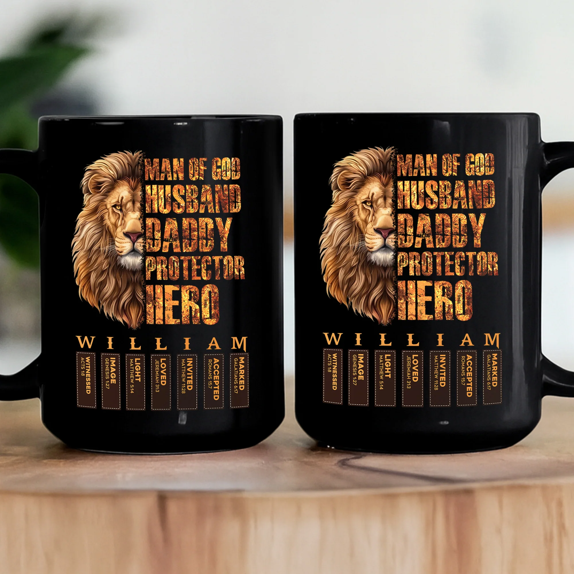 Man Of God Husband Daddy Protector Hero With Name Letter In Bible - Personalized Mug - Image 3
