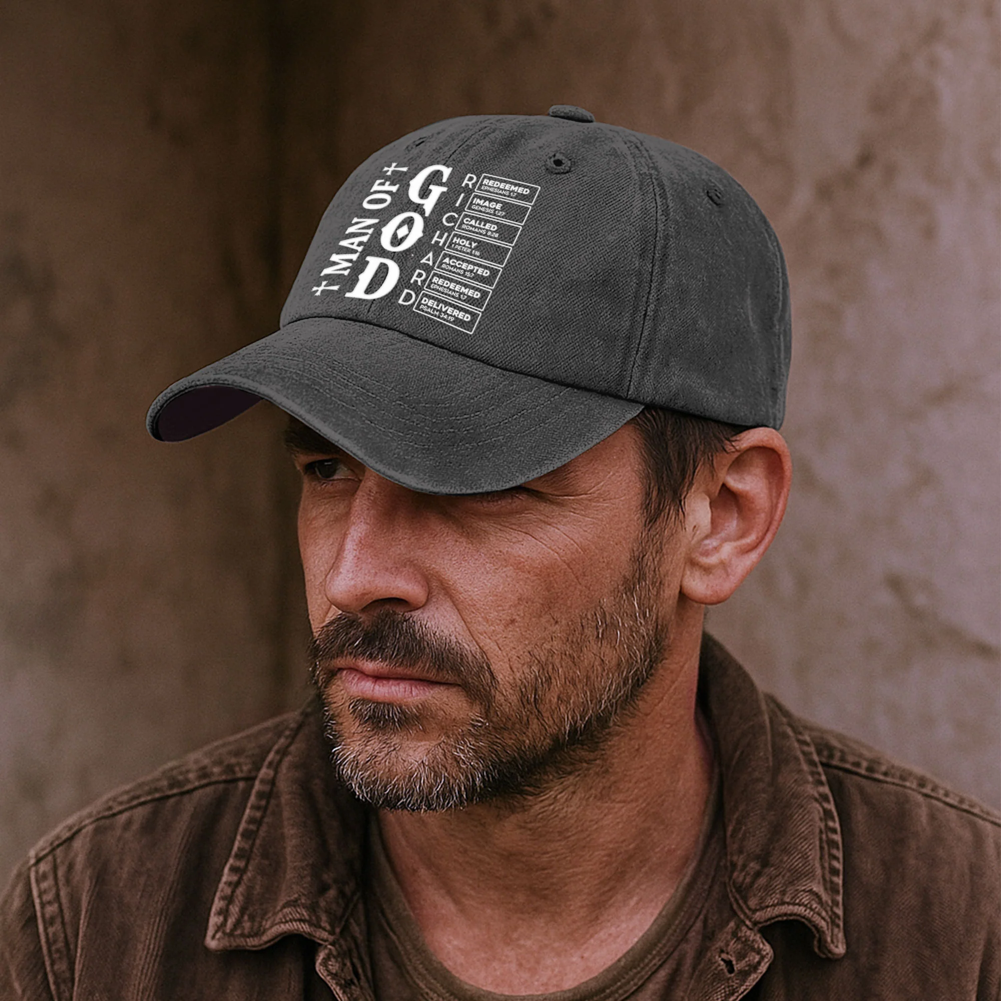 Man Of God - Personalized Distressed Denim Cap - Image 3