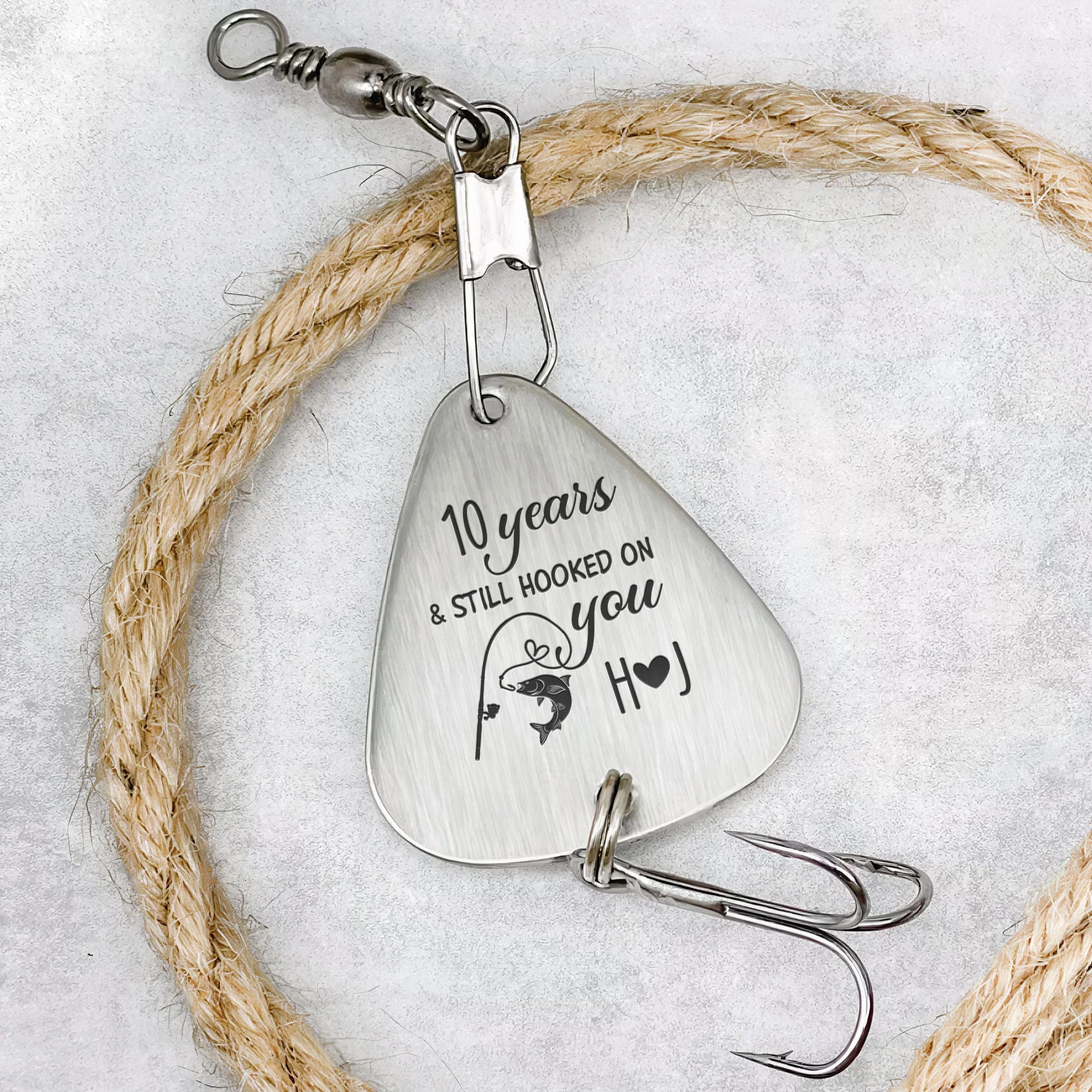 Many Years & Still Hooked On You - Personalized Fishing Lure Keychain - Image 3