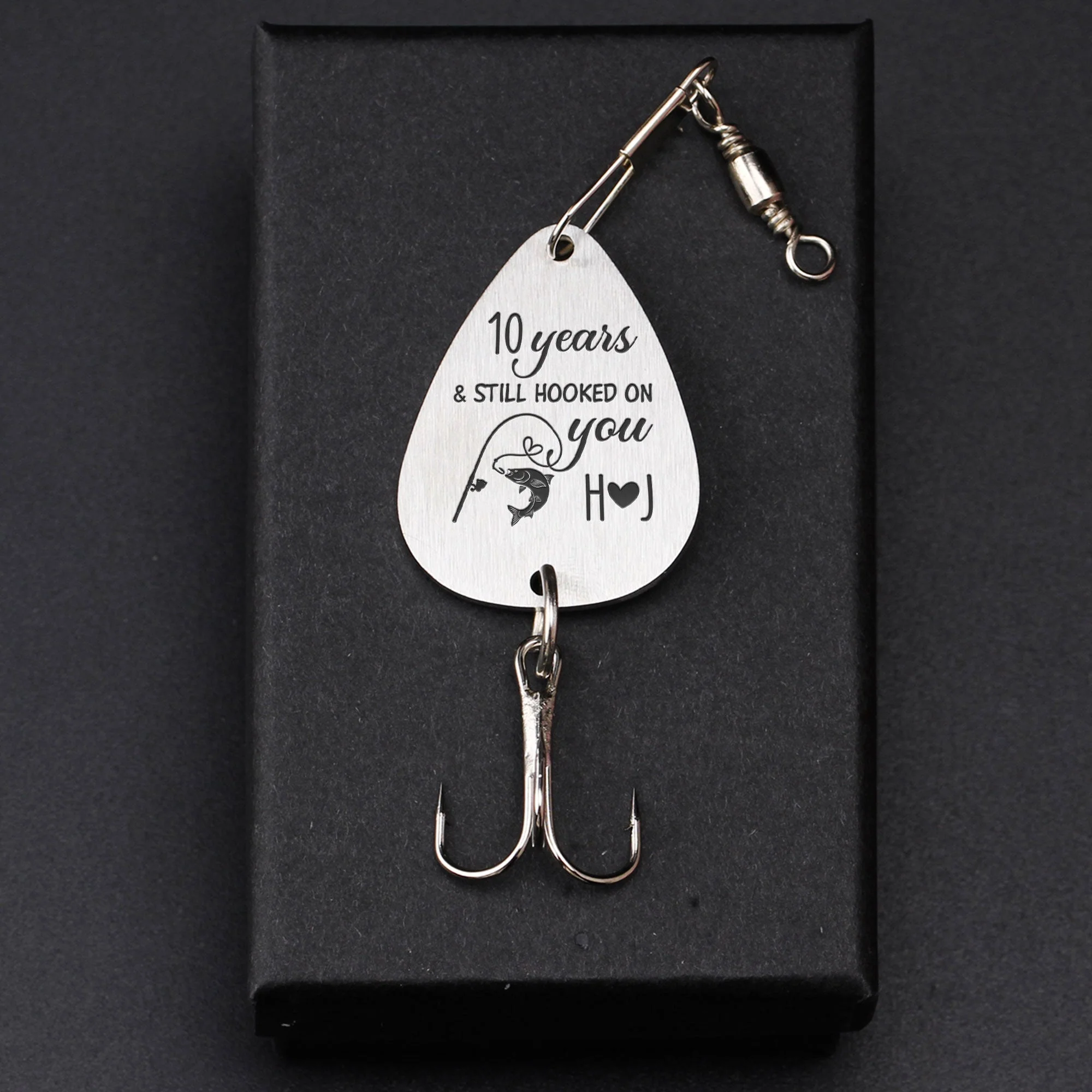Many Years & Still Hooked On You - Personalized Fishing Lure Keychain - Image 4