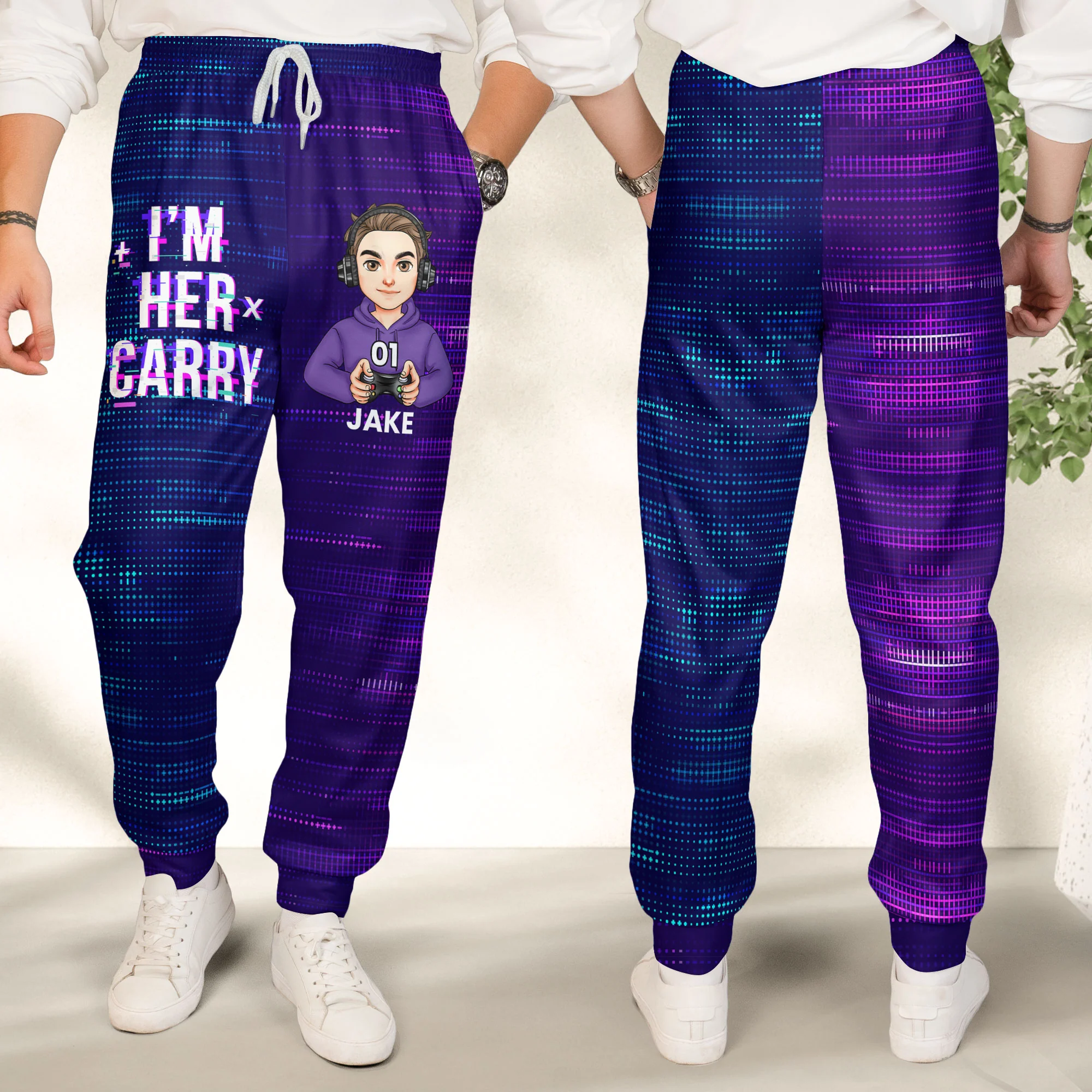 Matching Gaming Couples Player 01 02 For Gamer Lovers - Personalized Matching Sweatpants - Image 2