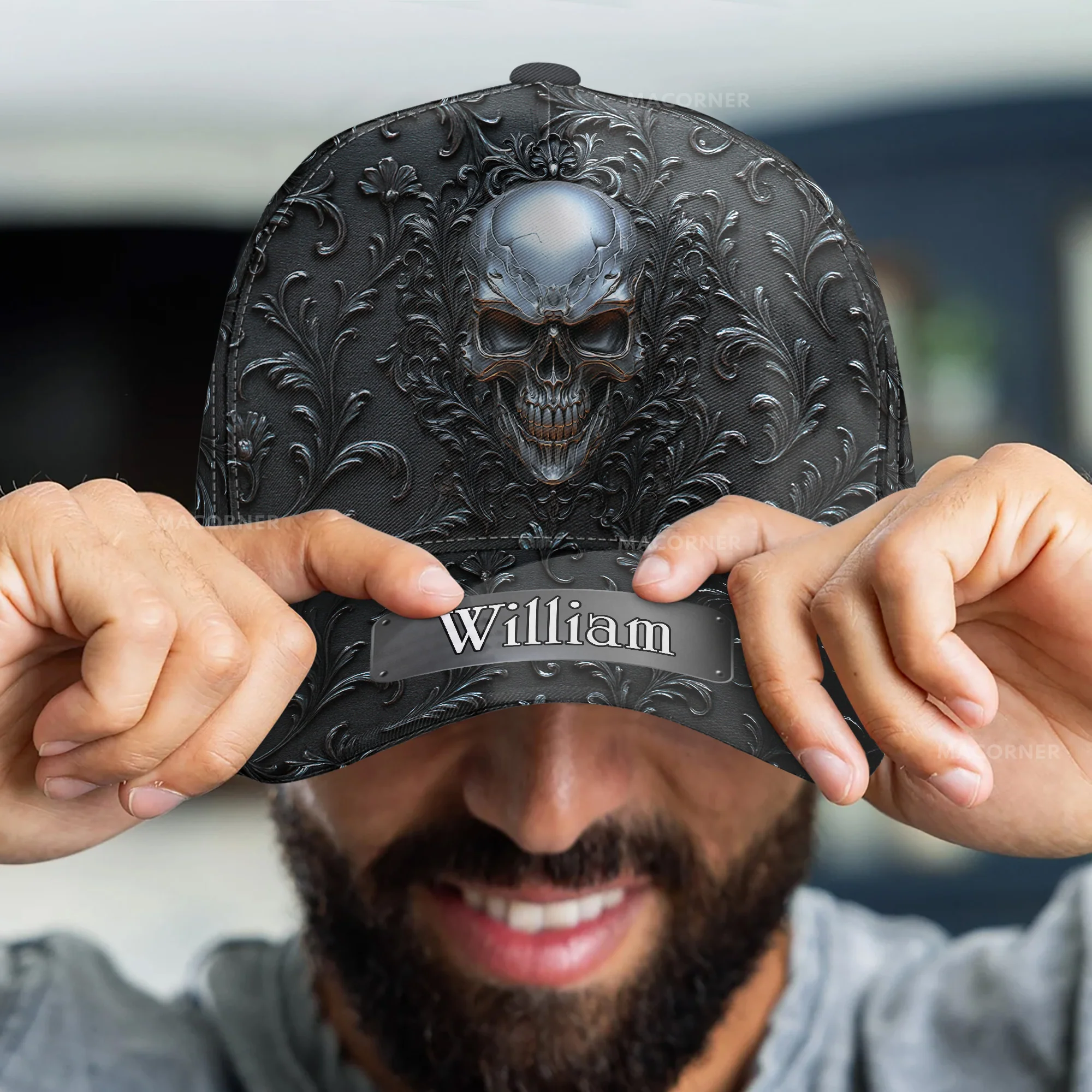 Matte Black Skull Cool Style - Personalized Classic Cap - Image 5