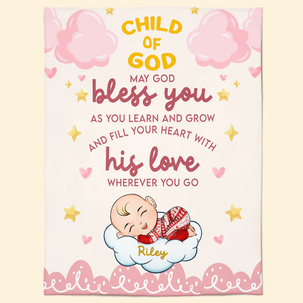 May God Bless You - Personalized Baby Blanket - Image 6