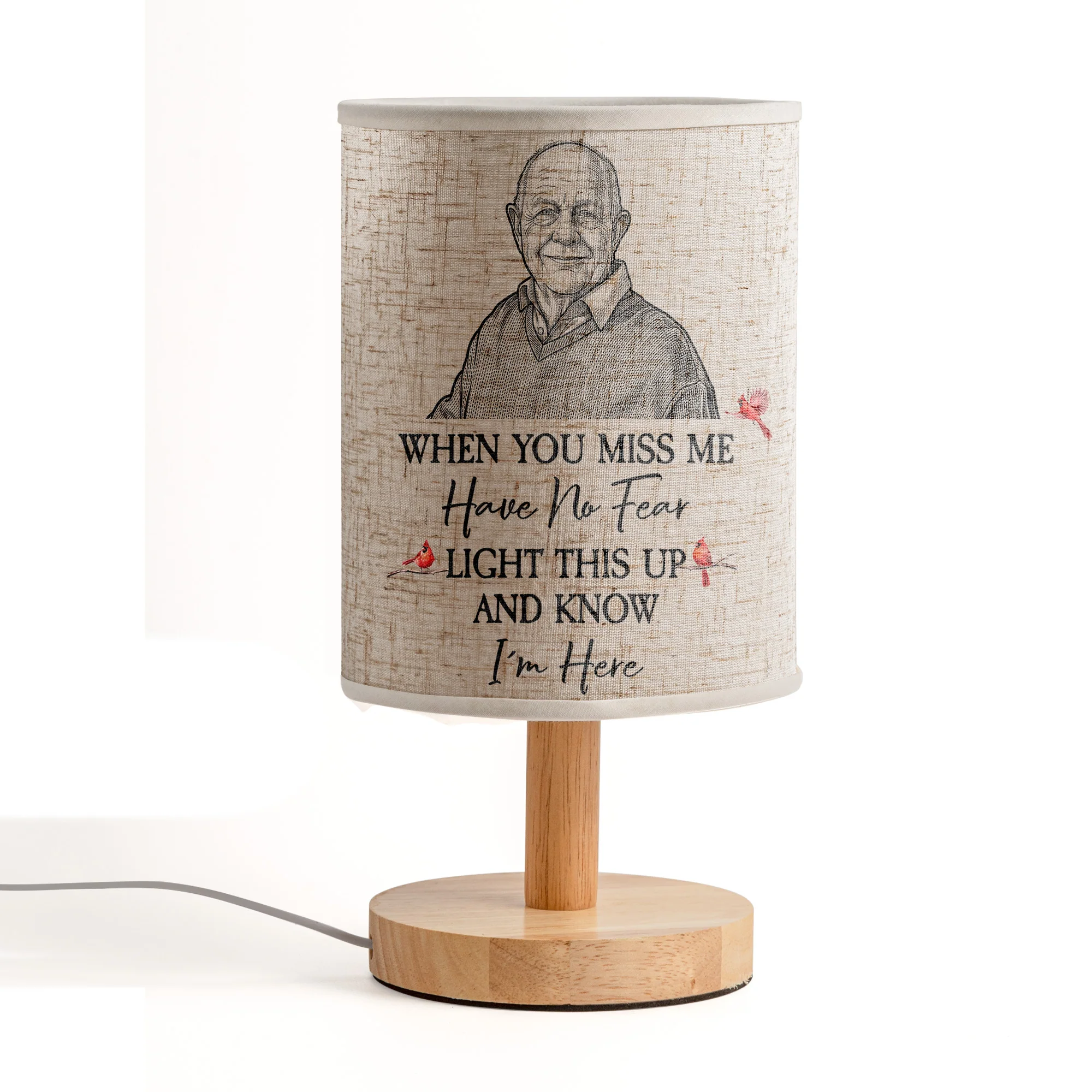 Memorial Gift Custom Photo Sketch Line Art - Personalized Fabric Lamp - Image 2