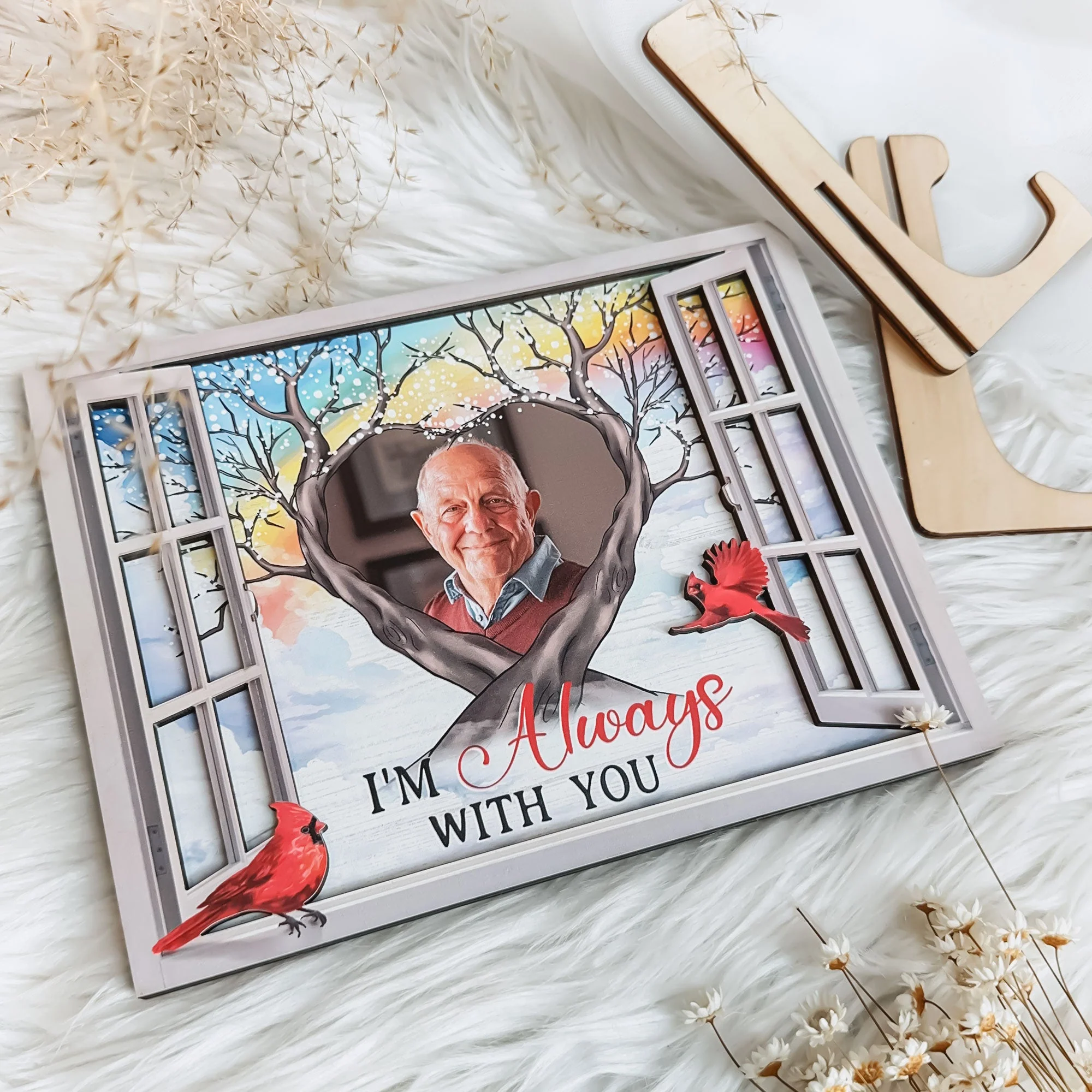 Memorial Gift I'm Always With You - Personalized 2 Layers Wooden Photo Plaque - Image 5