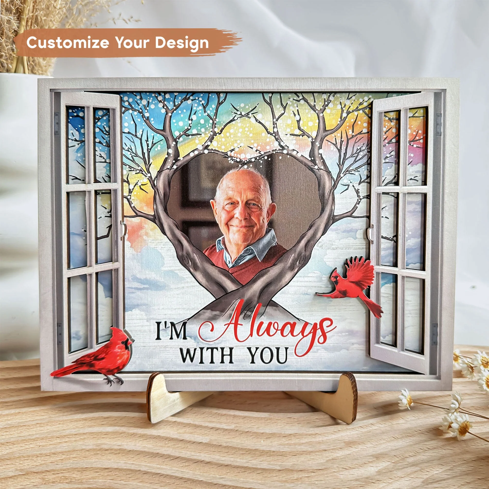 Memorial Gift I'm Always With You - Personalized 2 Layers Wooden Photo Plaque - Image 6