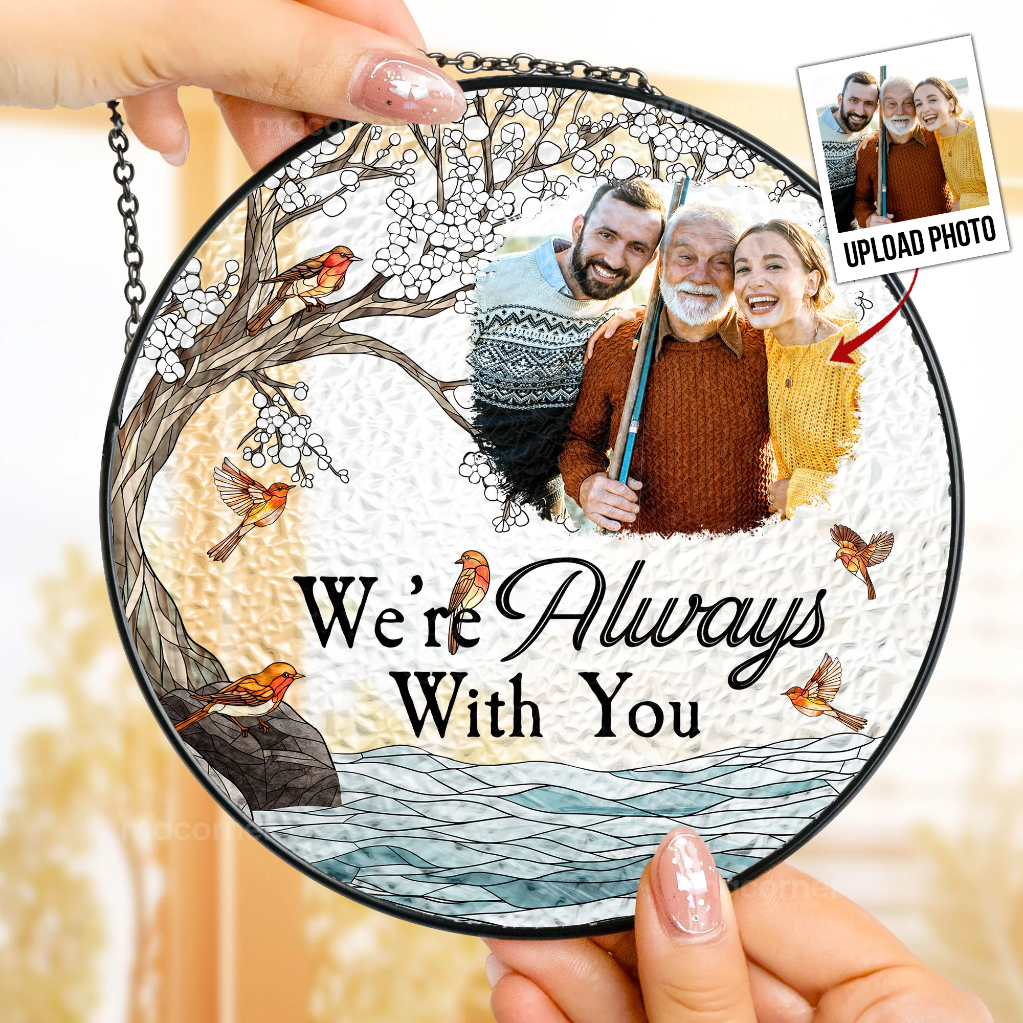 Memorial Gift I'm Always With You - Personalized Photo Stained Glass Window Hanging Suncatcher - Image 2