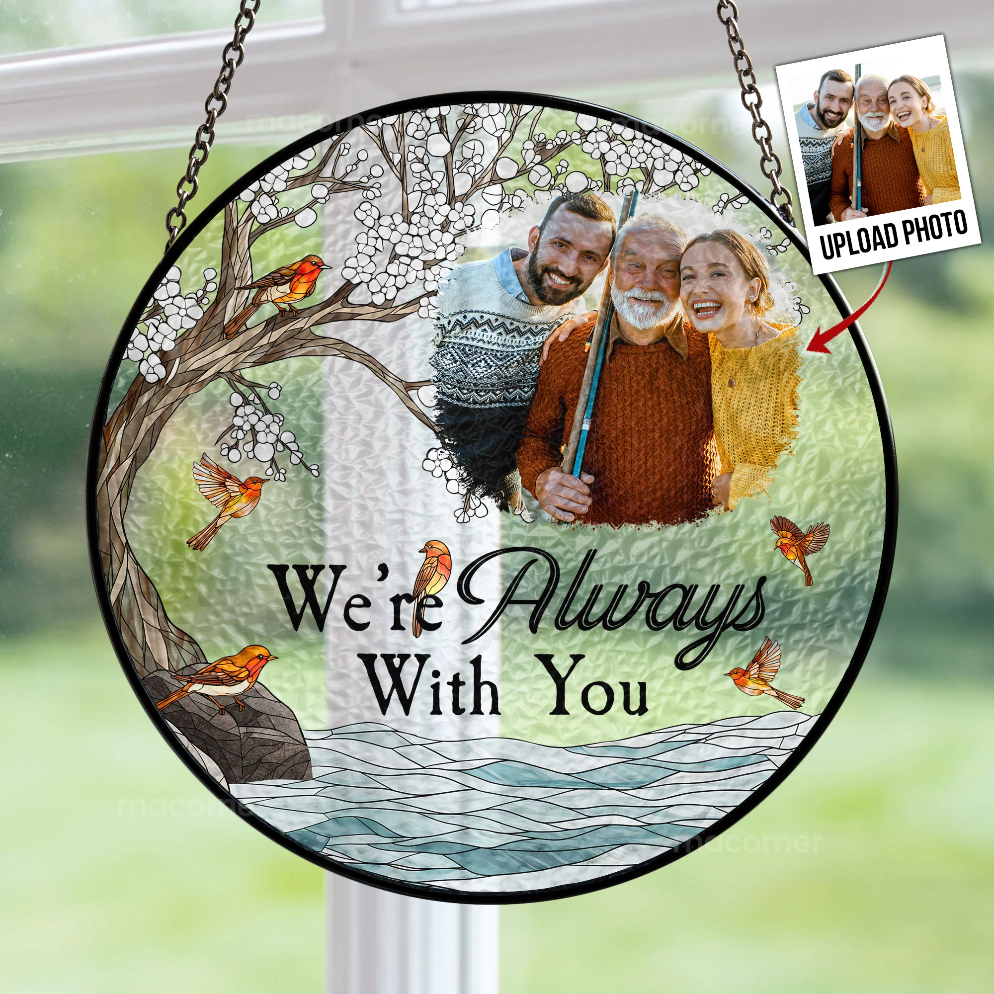 Memorial Gift I'm Always With You - Personalized Photo Stained Glass Window Hanging Suncatcher - Image 4