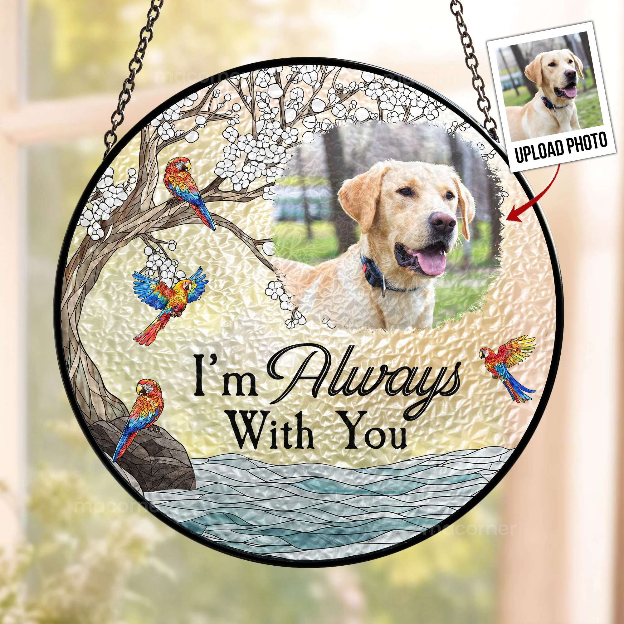 Memorial Gift I'm Always With You - Personalized Photo Stained Glass Window Hanging Suncatcher - Image 5