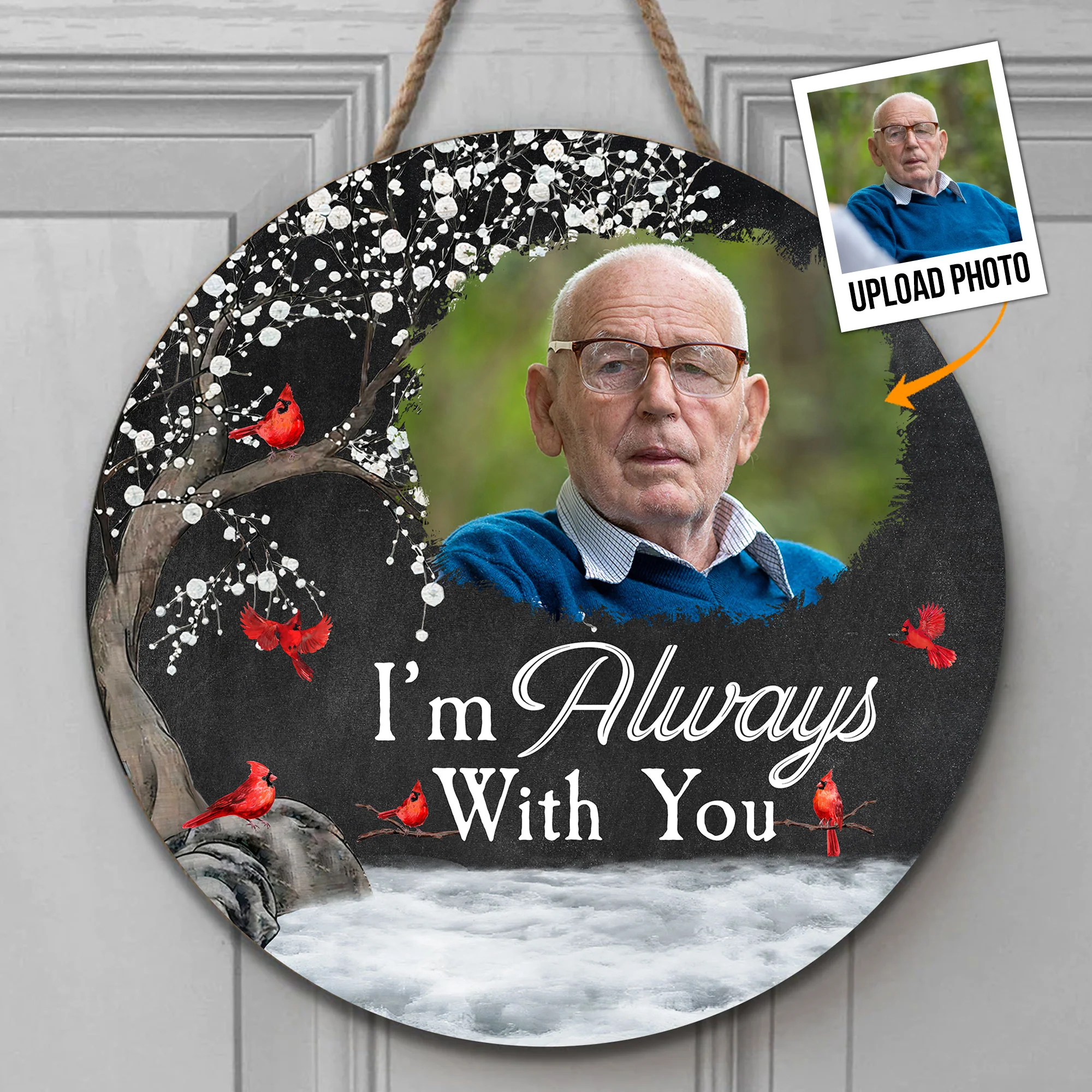 Memorial Gift I'm Always With You - Personalized Photo Wood Sign - Image 2