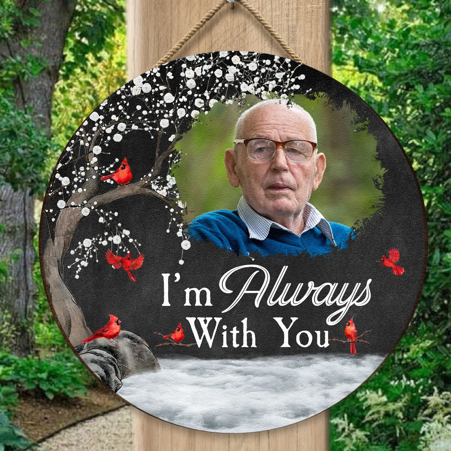 Memorial Gift I'm Always With You - Personalized Photo Wood Sign - Image 4