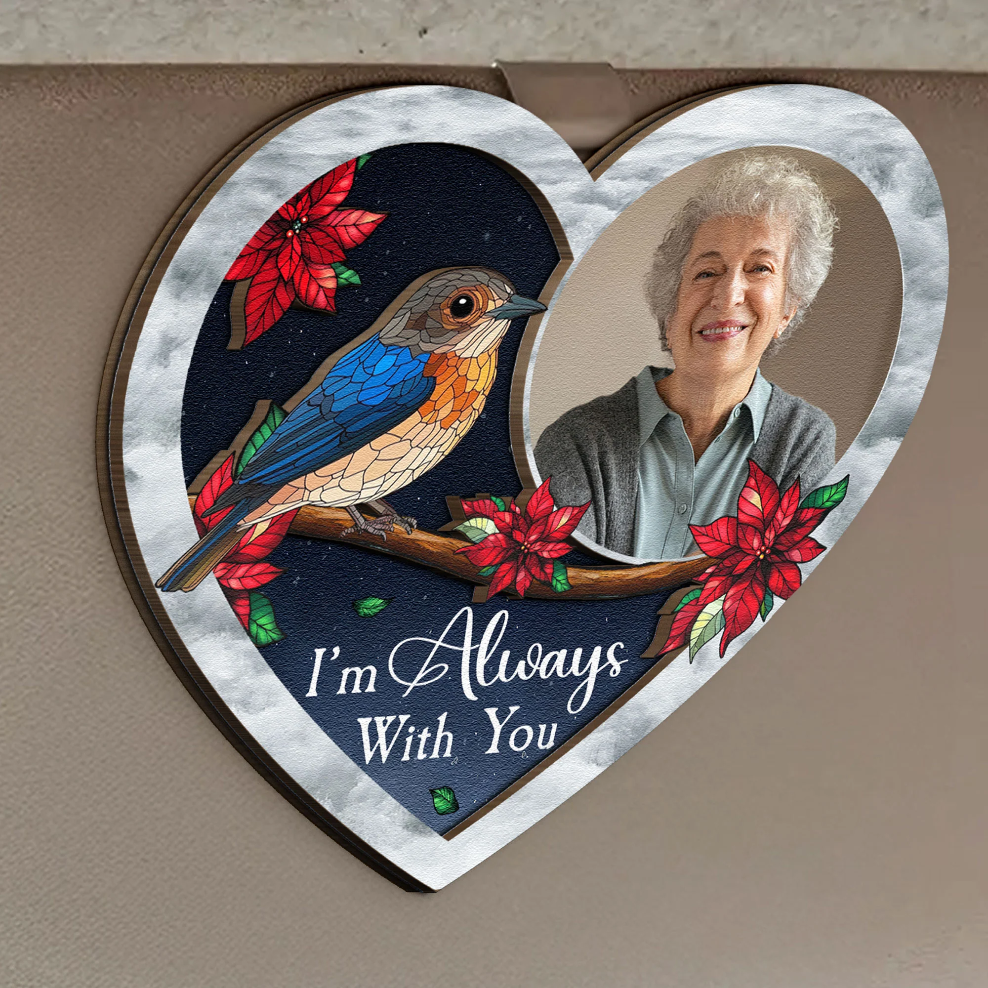 Memorial Gift I'm Always With You - Personalized Wooden Photo Car Visor Clip - Image 2