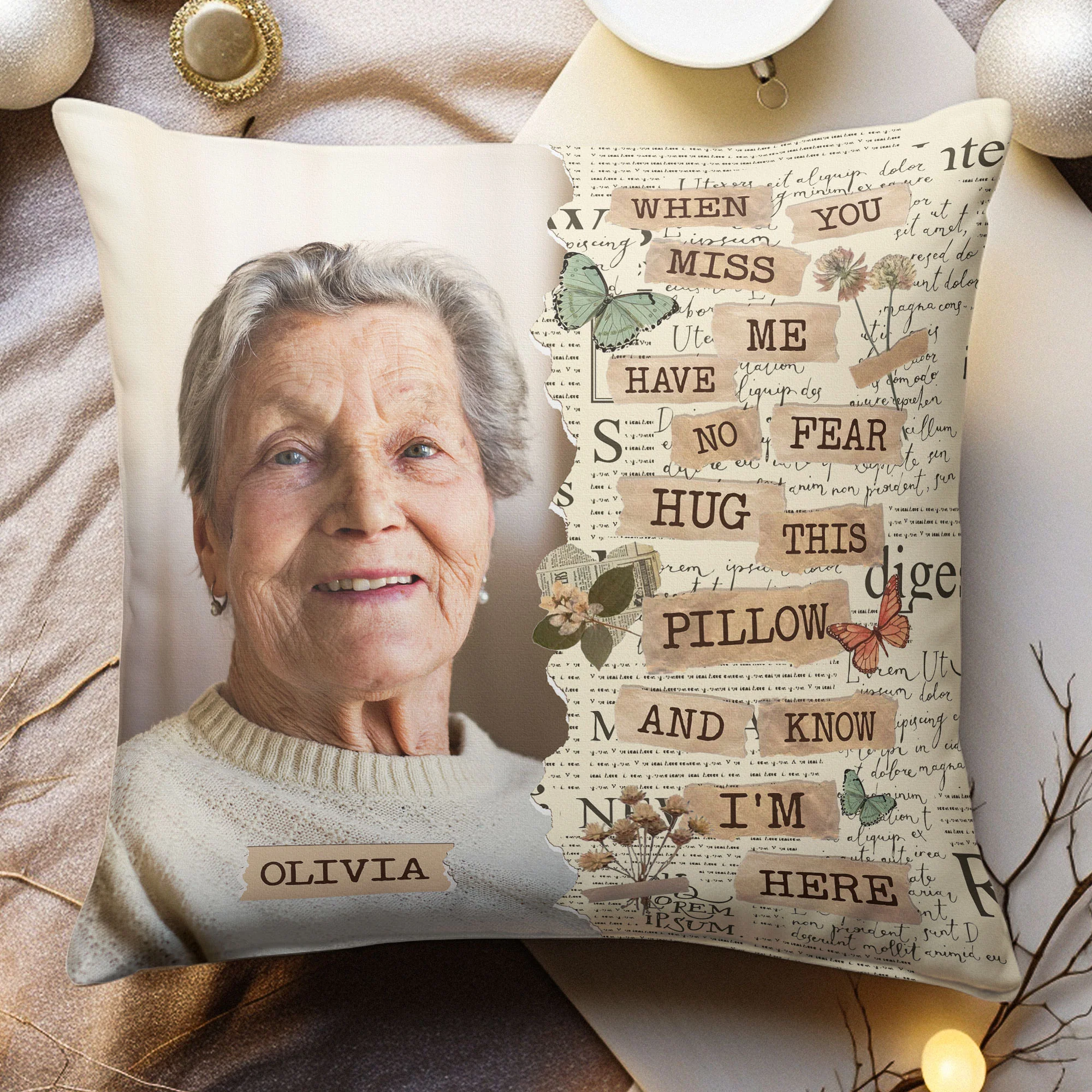 Memorial Hug This Pillow & Know I'm Here - Personalized Photo Pillow (Insert Included) - Image 2