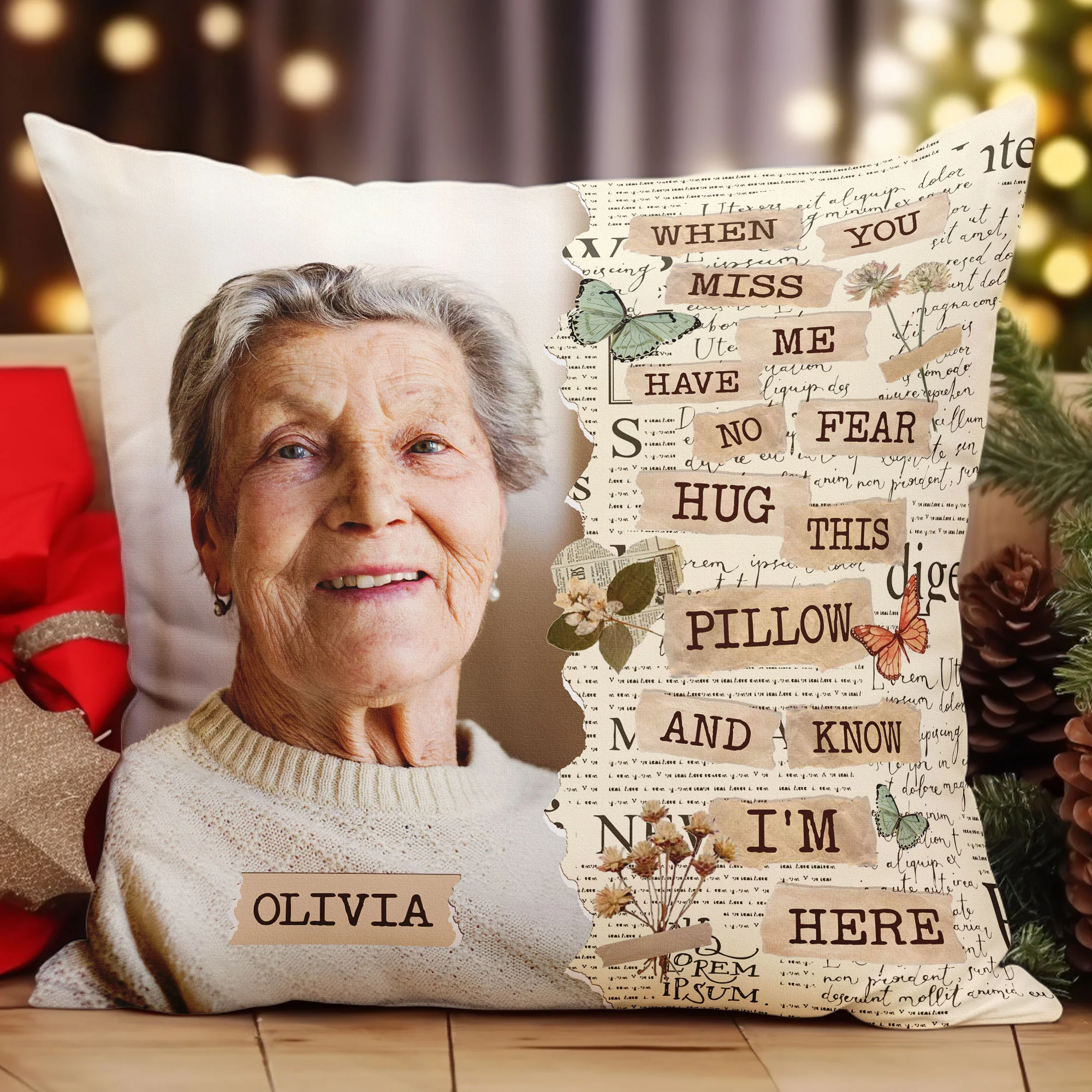 Memorial Hug This Pillow & Know I'm Here - Personalized Photo Pillow (Insert Included) - Image 4
